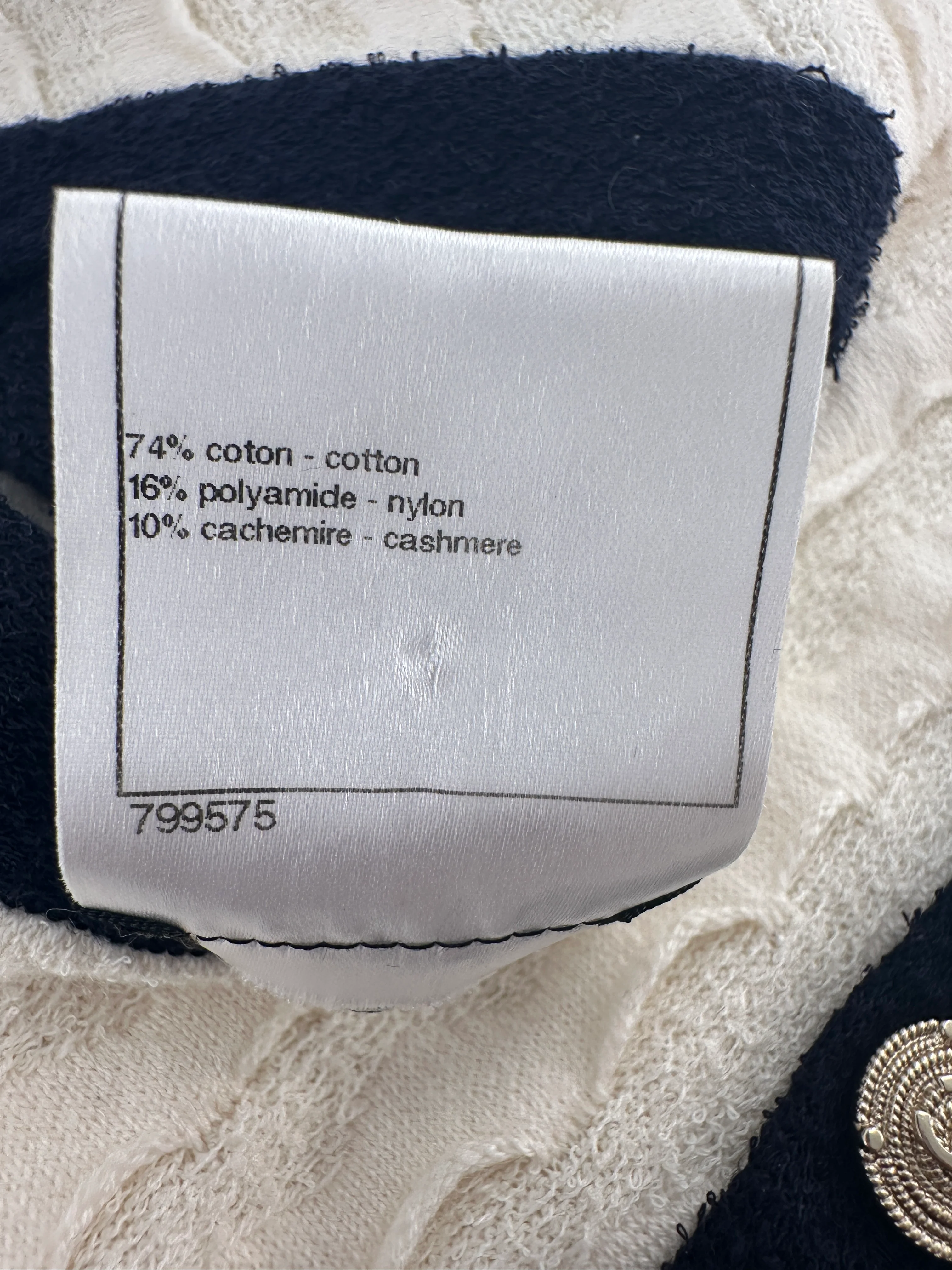 Chanel Cream Sleeveless Midi Dress with Navy Hem and Pocket Detail Size FR 34 (UK 6) - Image 14