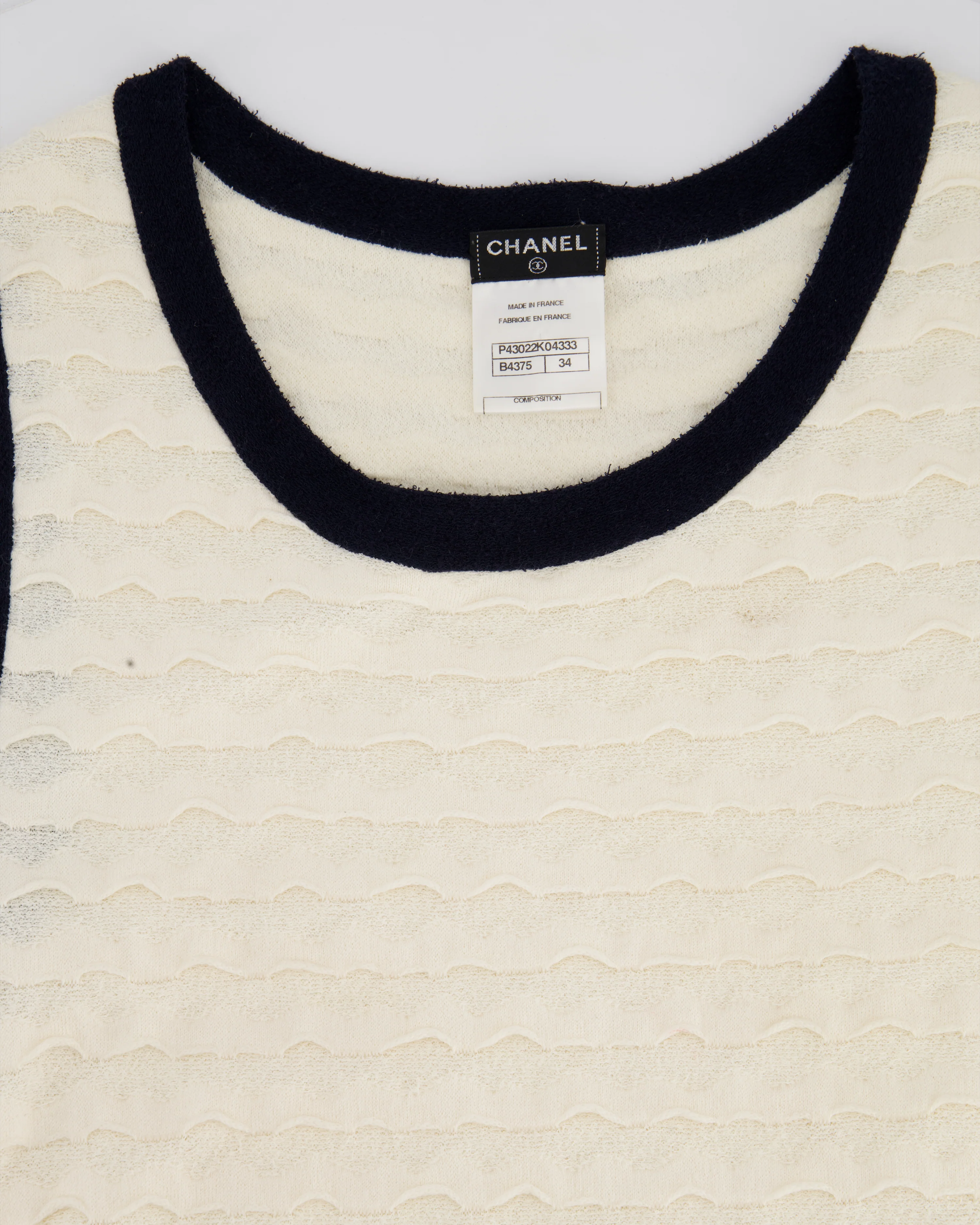 Chanel Cream Sleeveless Midi Dress with Navy Hem and Pocket Detail Size FR 34 (UK 6) - Image 15