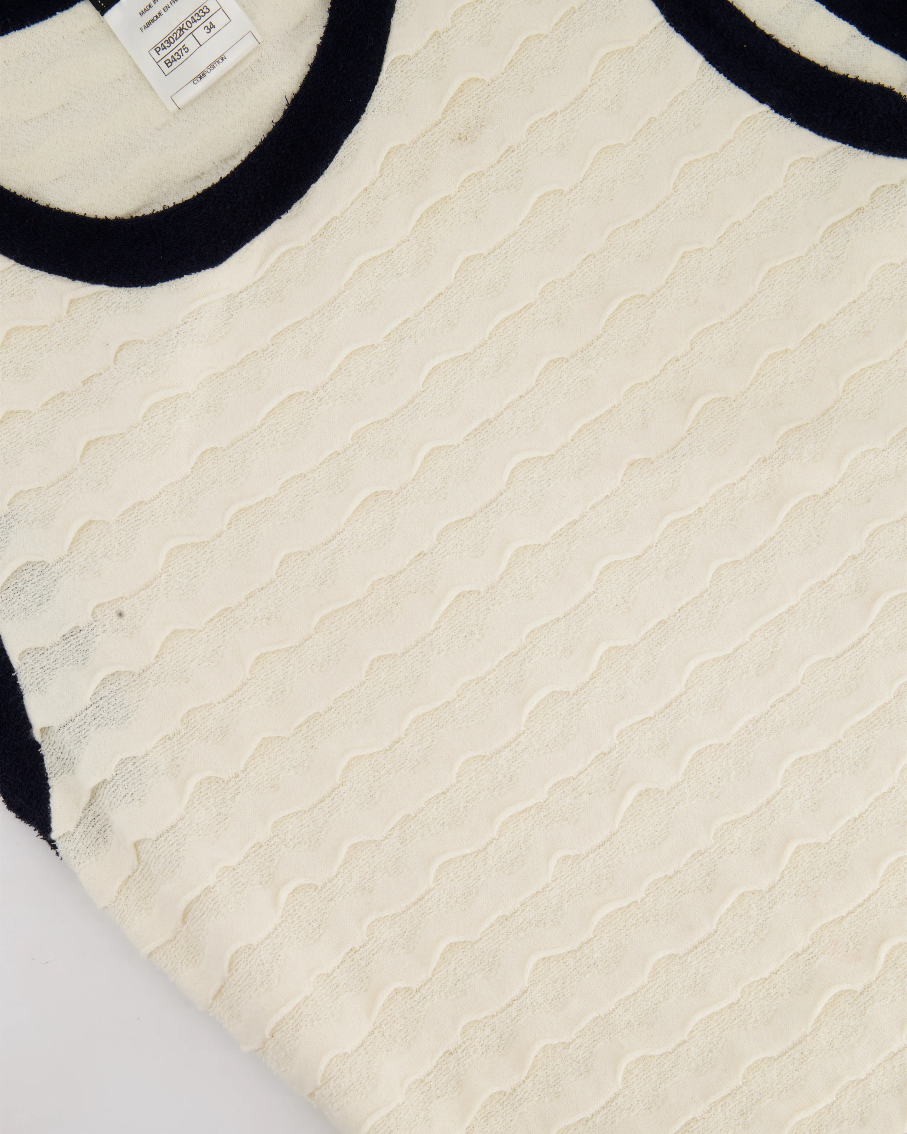 Chanel Cream Sleeveless Midi Dress with Navy Hem and Pocket Detail Size FR 34 (UK 6) - Image 8