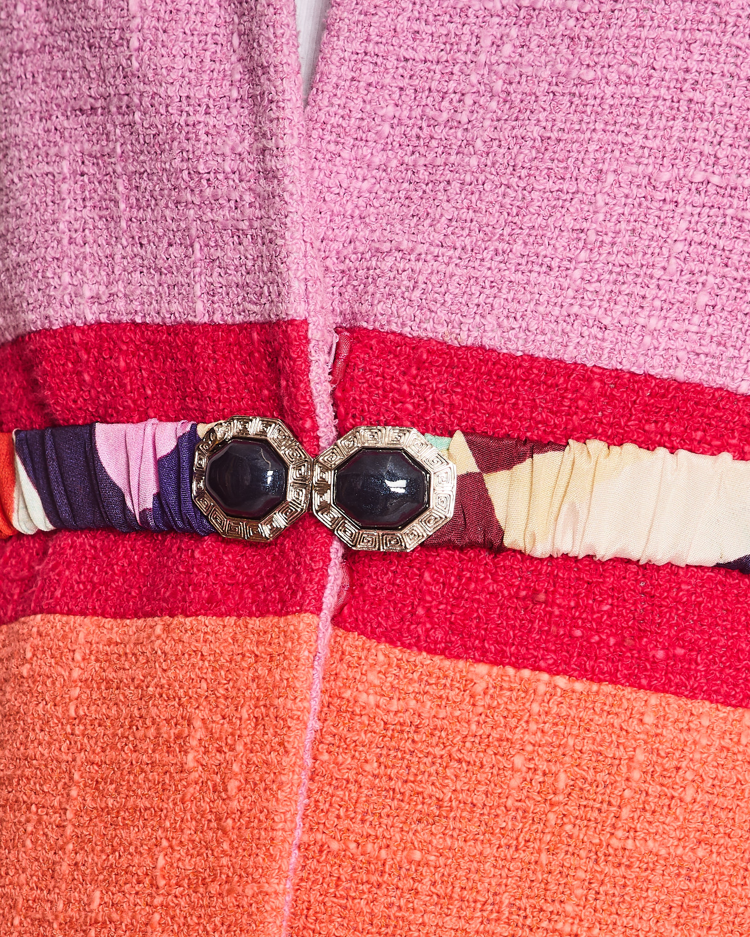 Chanel Cruise 2016 Multi-Coloured Tweed Jacket With Matching Rushed Silk Belt Size FR 36 (UK 8) - Image 4
