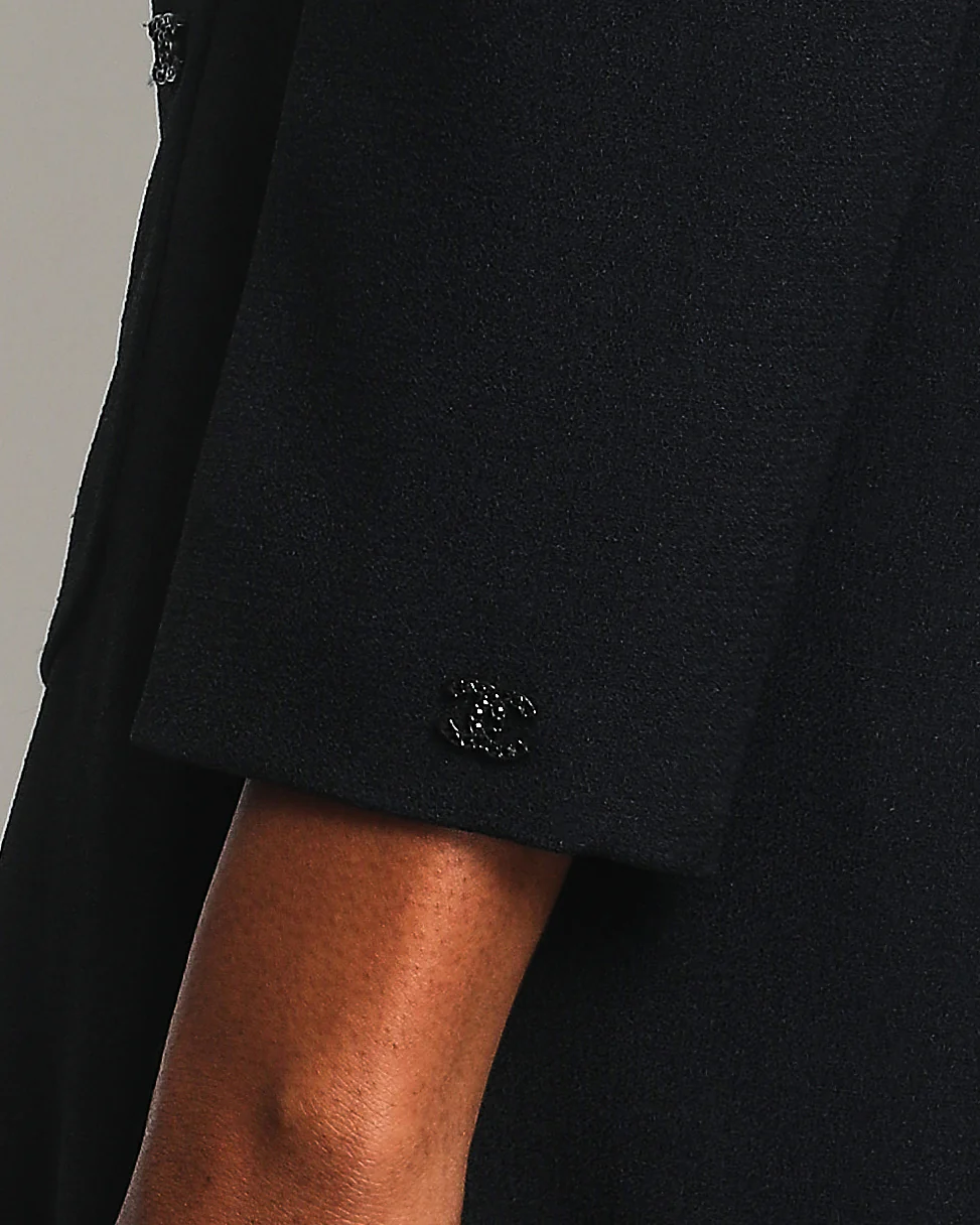 Chanel Dark Navy 02C Jacket with Black Embellished Button and Skirt with Pocket Detail Set FR 36 (UK 8) - Image 6