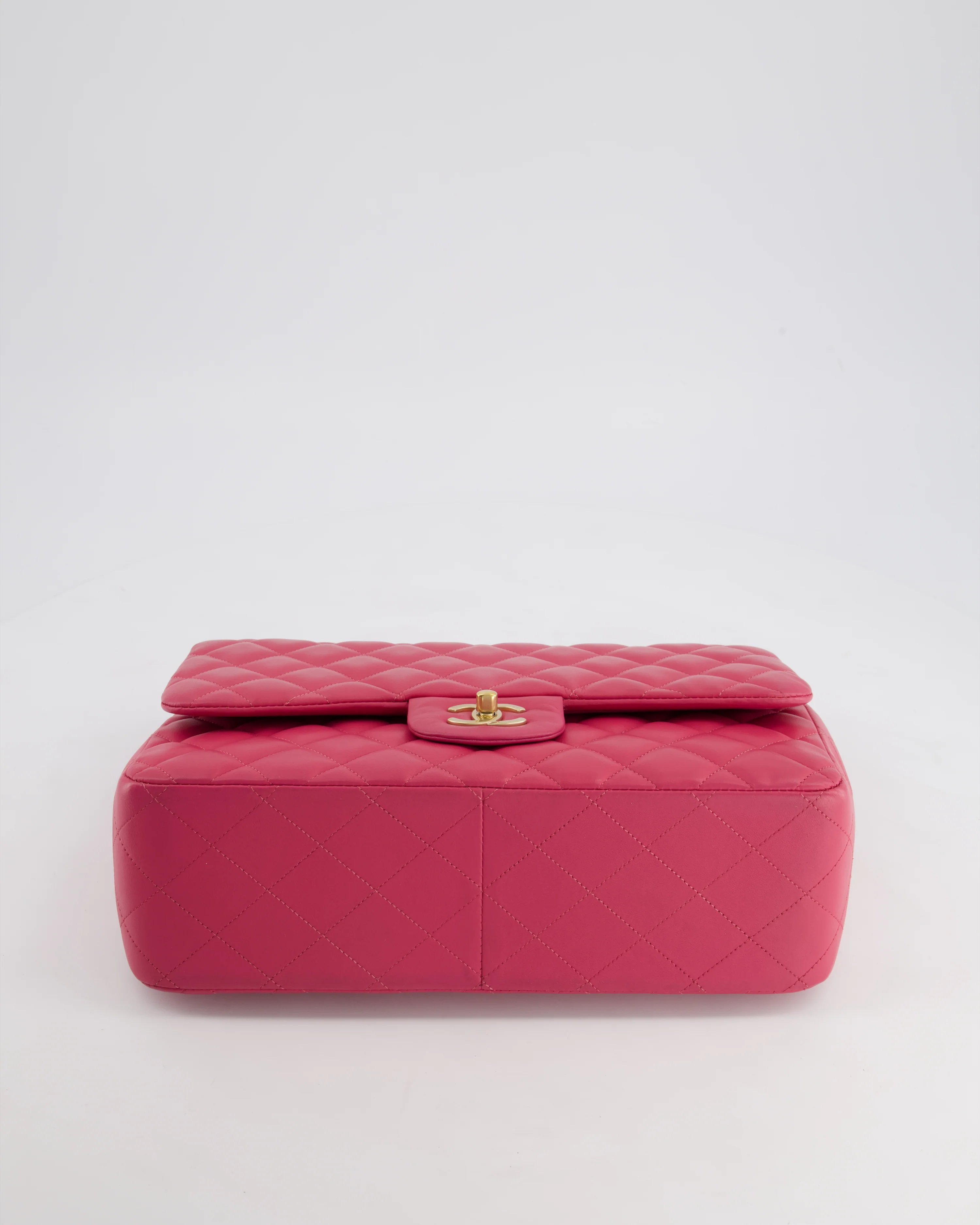 Chanel Deep Pink Classic Jumbo Double Flap Bag in Lambskin Leather and Gold Hardware - Image 18