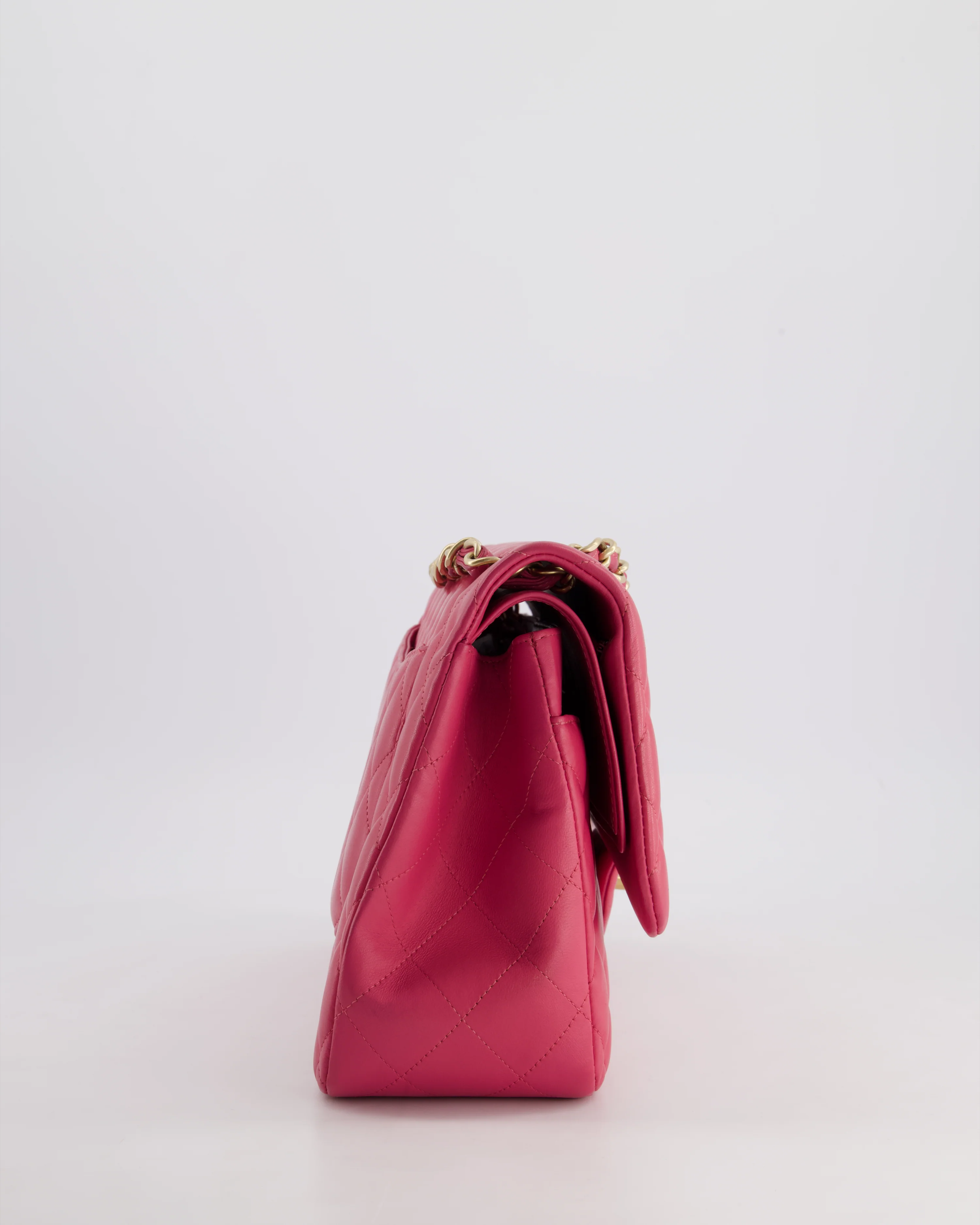 Chanel Deep Pink Classic Jumbo Double Flap Bag in Lambskin Leather and Gold Hardware - Image 5