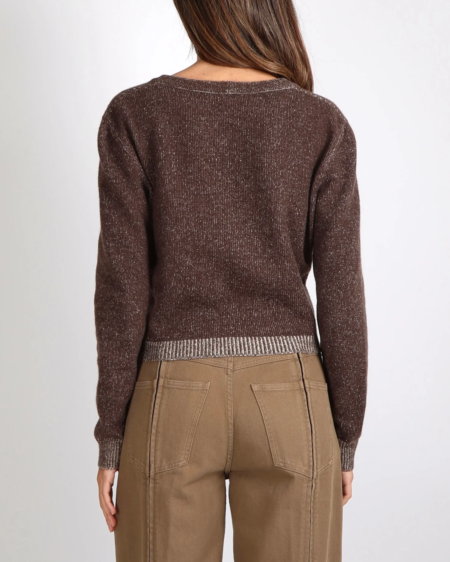 Chanel Fall 2001 Vintage Brown Cashmere Cardigan with Logo and Gold CC Logo Buttons Size FR 38 (UK 10) - Image 3