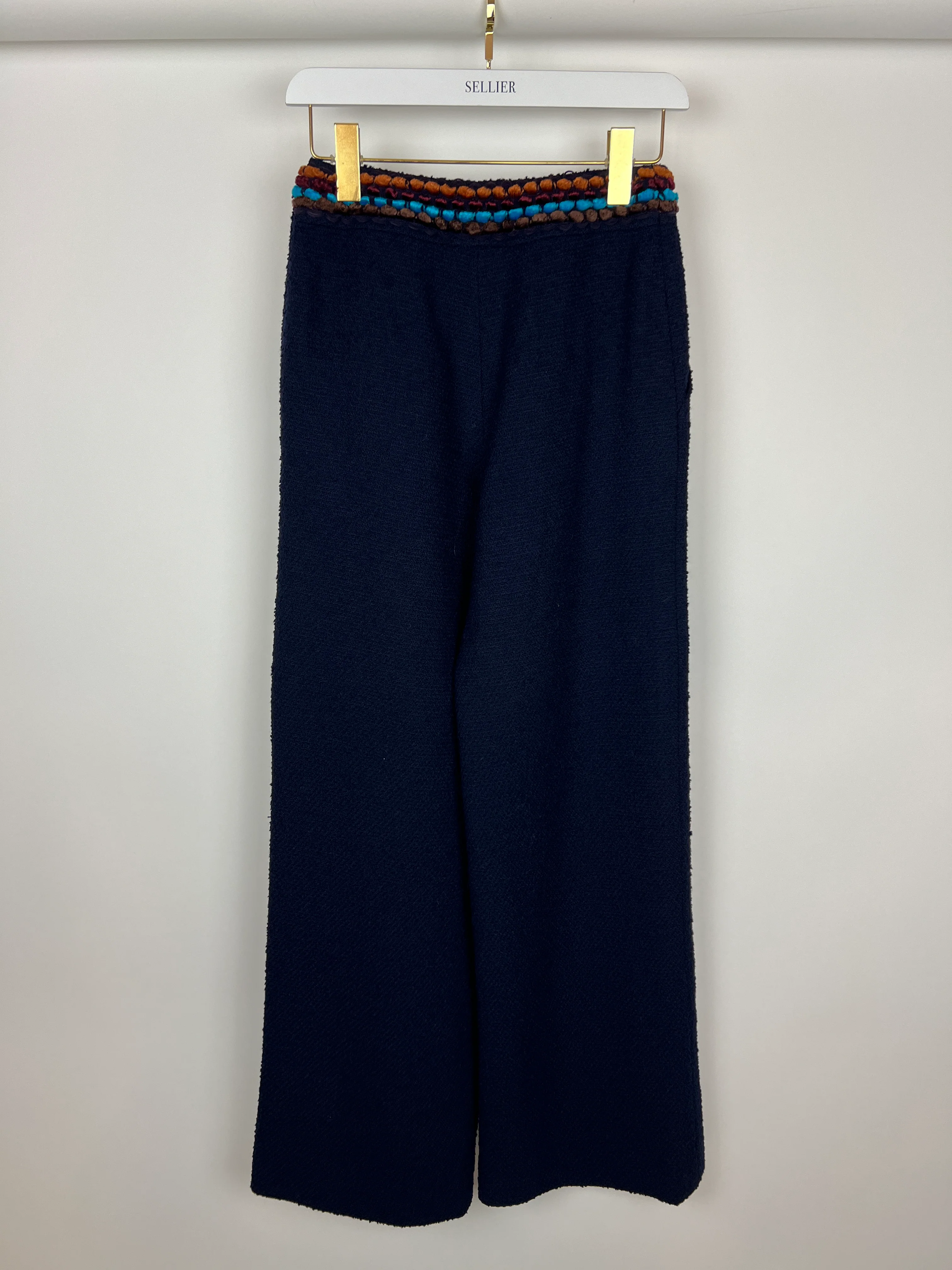Chanel for Bergdorf Goodman AW/97 Navy Boucle Cropped Jacket with Matching Trousers Size FR 36 (UK 8) - Image 20