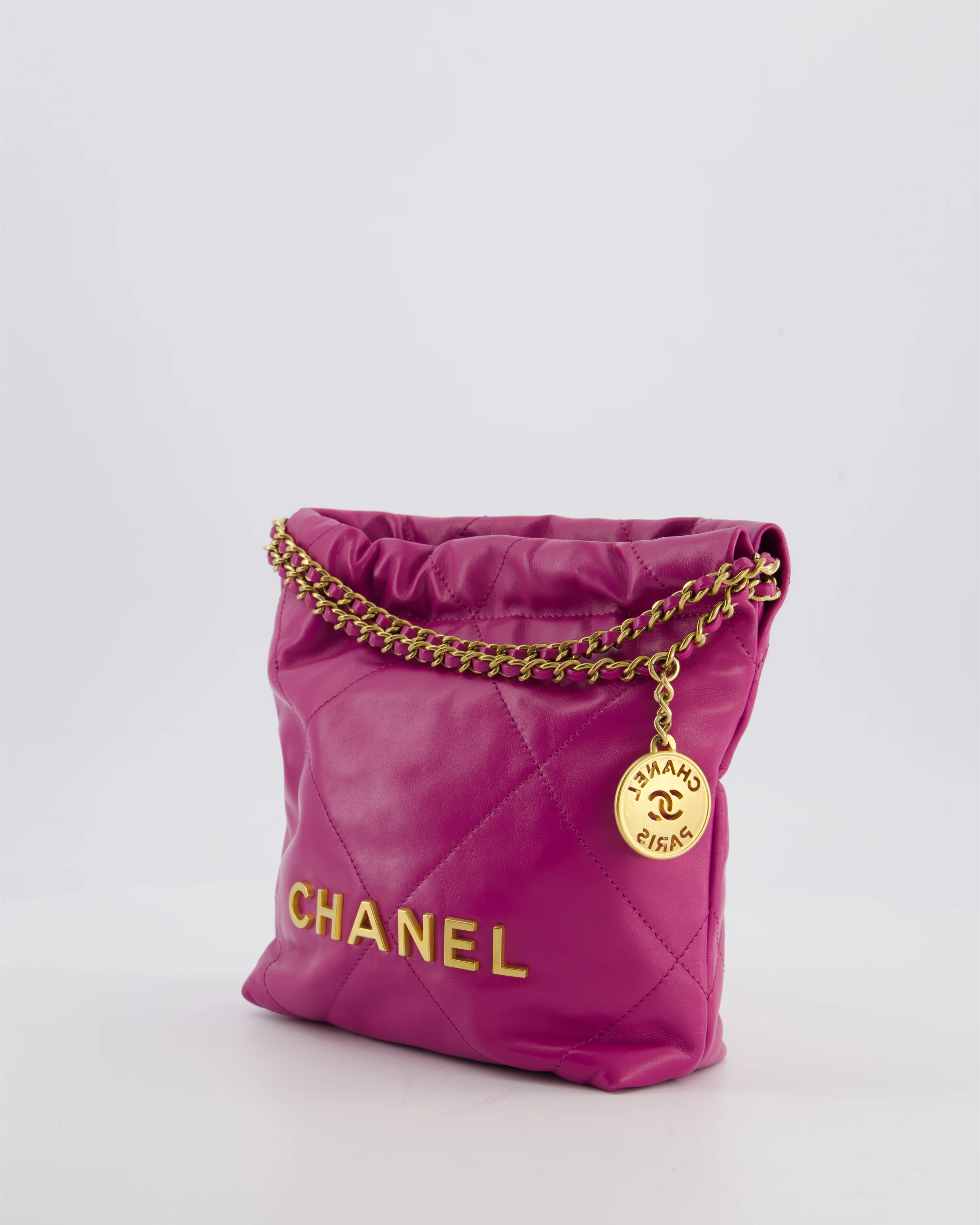 Chanel Magnolia Pink Mini 22 Bag in Calfskin Leather with Brushed Gold Hardware - Image 10