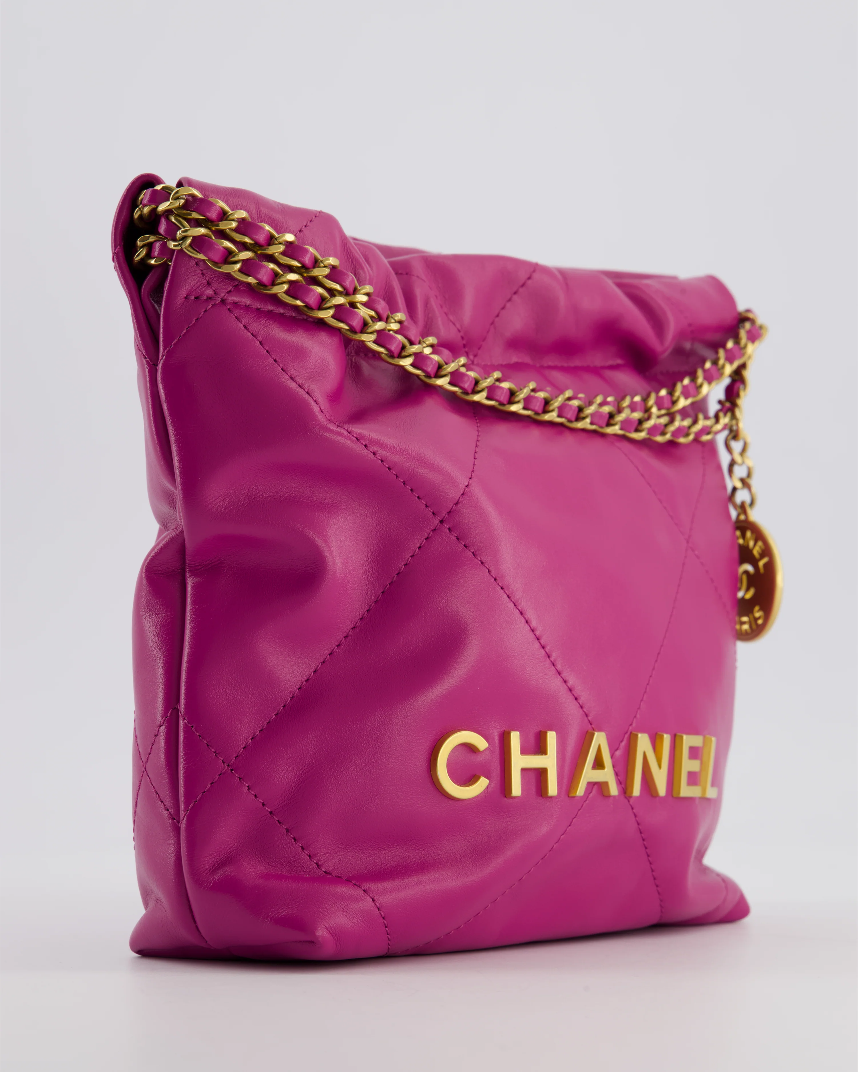 Chanel Magnolia Pink Mini 22 Bag in Calfskin Leather with Brushed Gold Hardware - Image 11