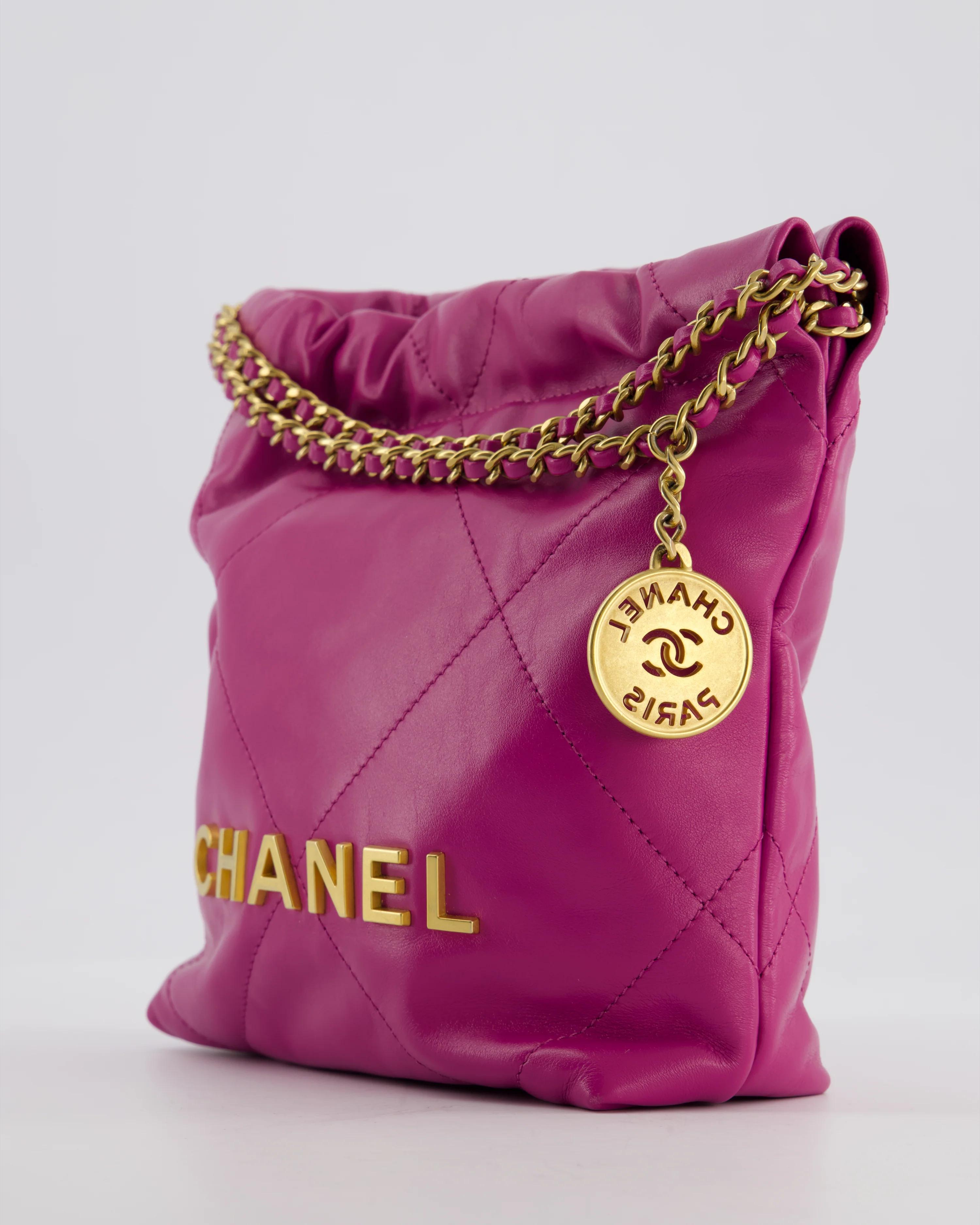 Chanel Magnolia Pink Mini 22 Bag in Calfskin Leather with Brushed Gold Hardware - Image 12