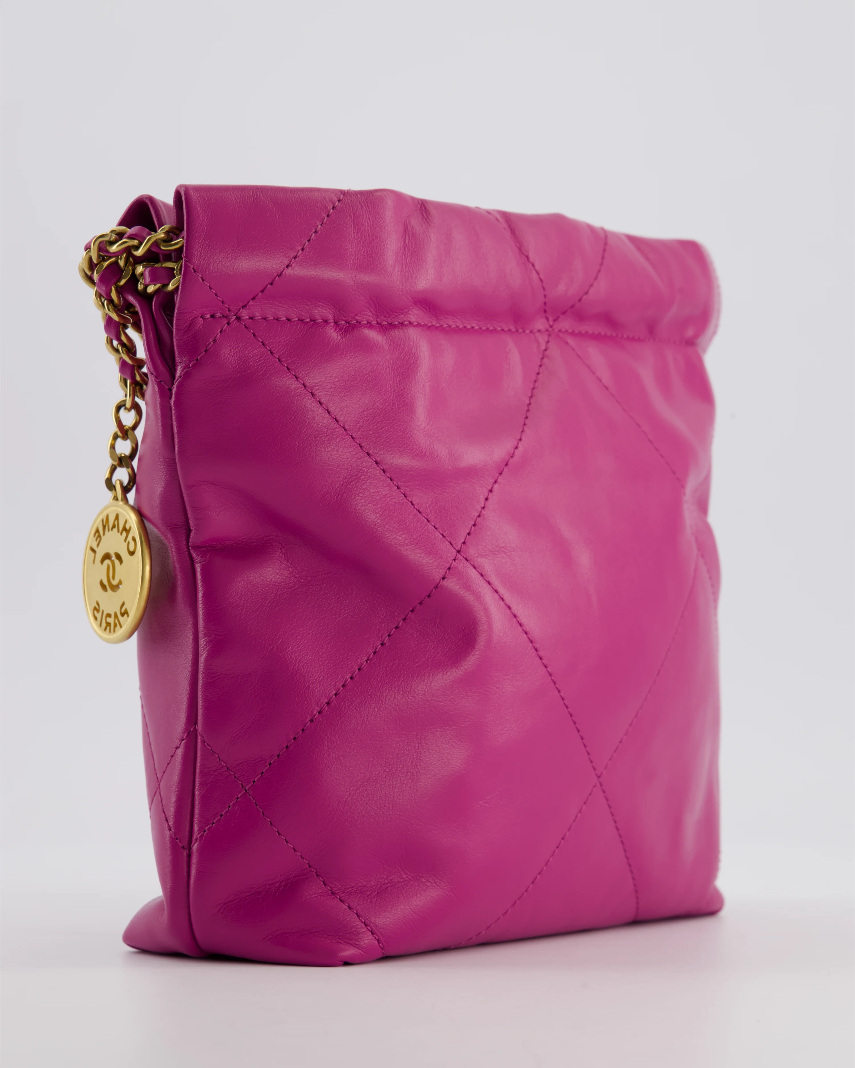 Chanel Magnolia Pink Mini 22 Bag in Calfskin Leather with Brushed Gold Hardware - Image 14