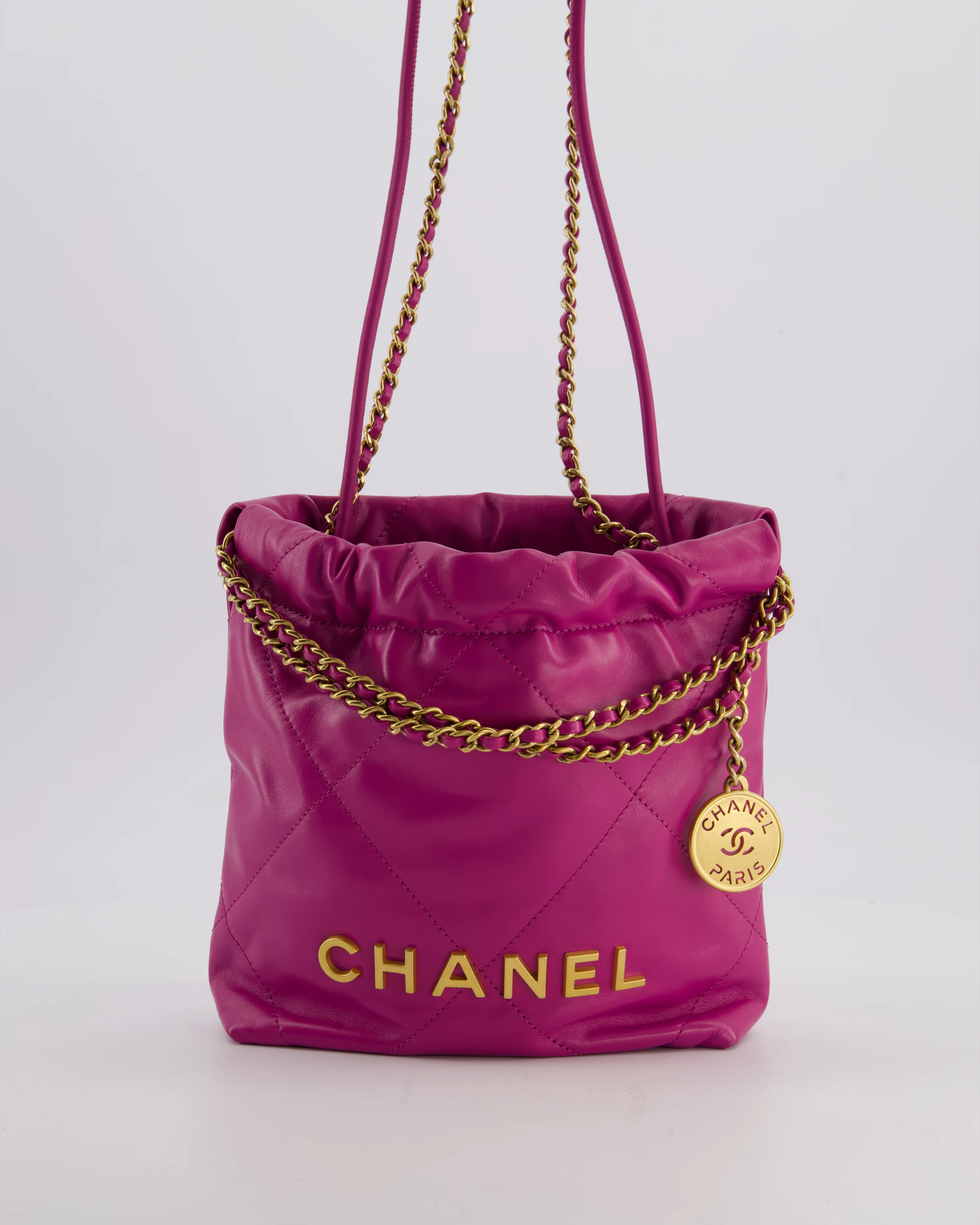 Chanel Magnolia Pink Mini 22 Bag in Calfskin Leather with Brushed Gold Hardware - Image 3