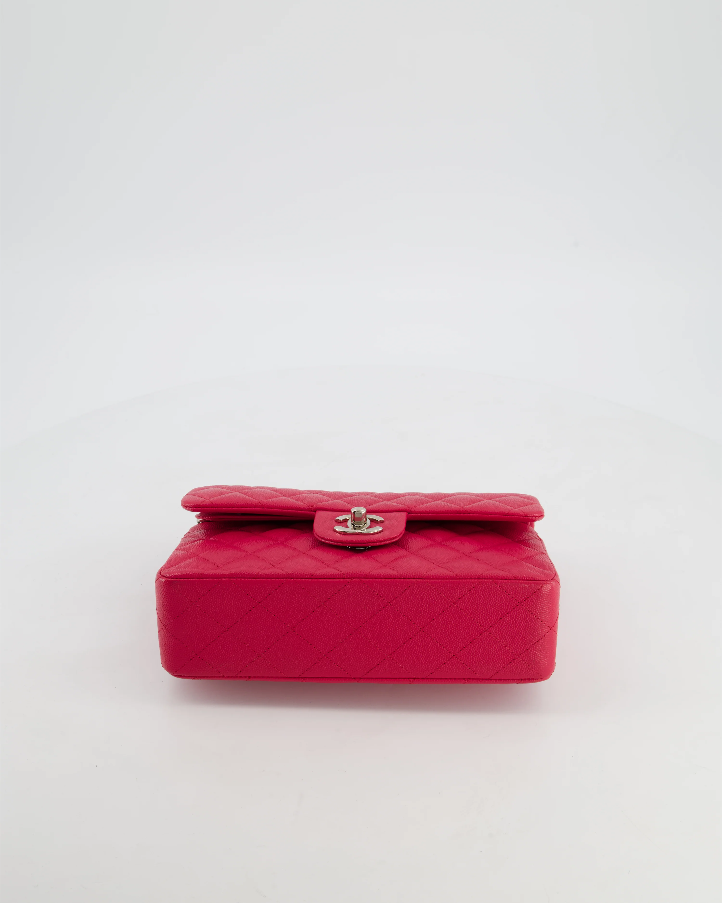 Chanel Fuchsia Pink Small Classic Double Flap Bag Caviar Leather with Silver Hardware - Image 20