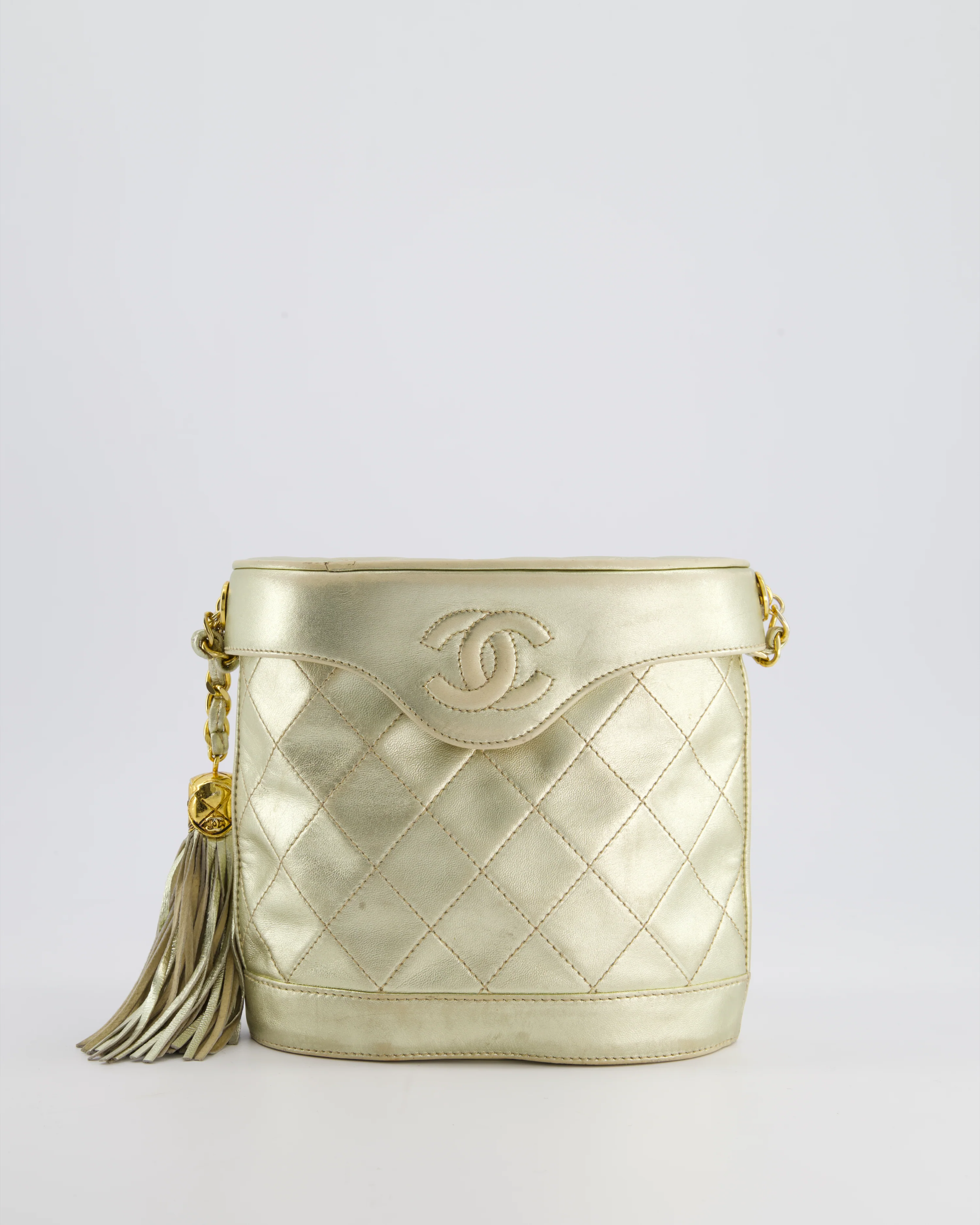 Chanel Gold Vintage Lambskin Leather Small Binocular Bag with 24K Gold Hardware - Image 4