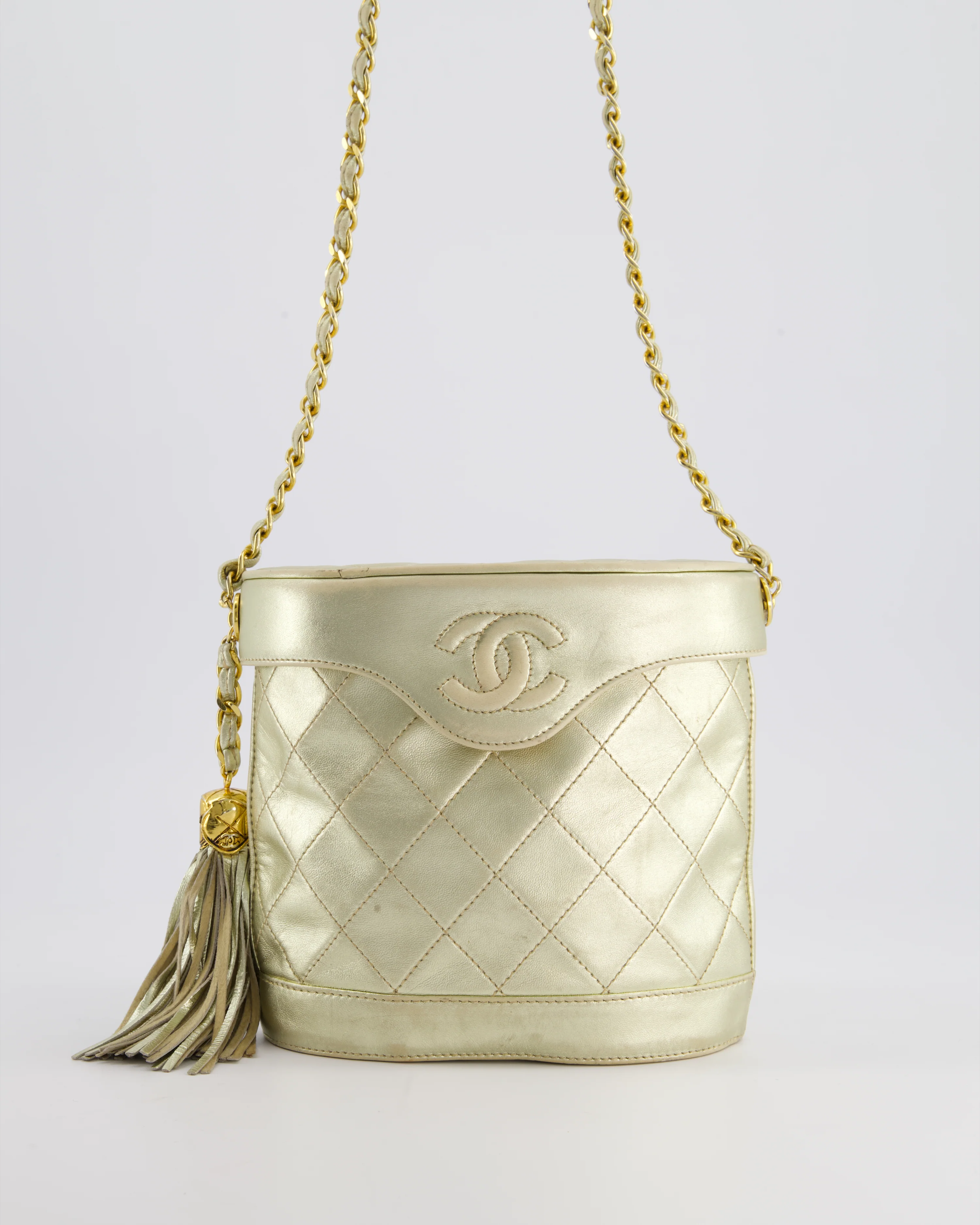 Chanel Gold Vintage Lambskin Leather Small Binocular Bag with 24K Gold Hardware - Image 5