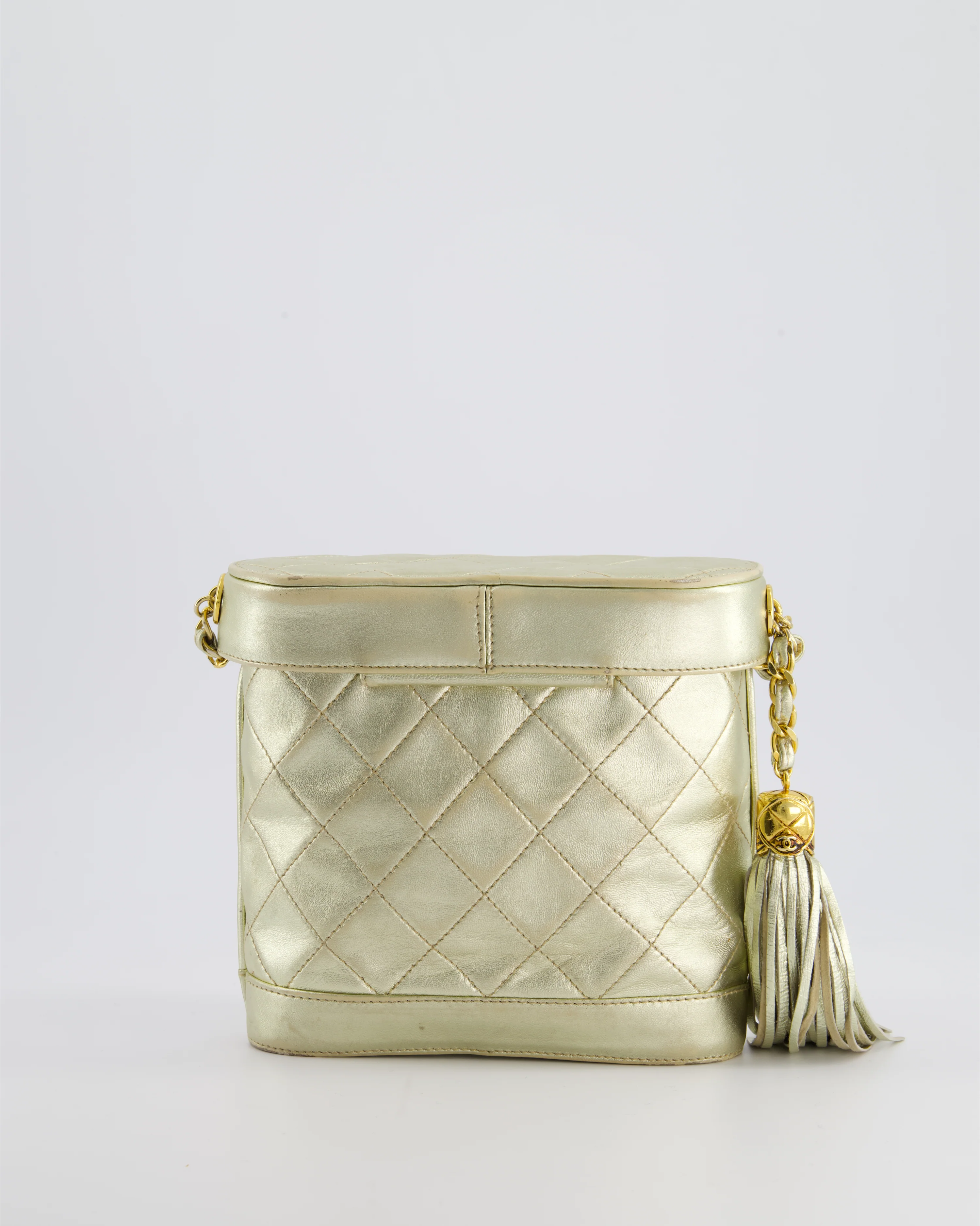 Chanel Gold Vintage Lambskin Leather Small Binocular Bag with 24K Gold Hardware - Image 9
