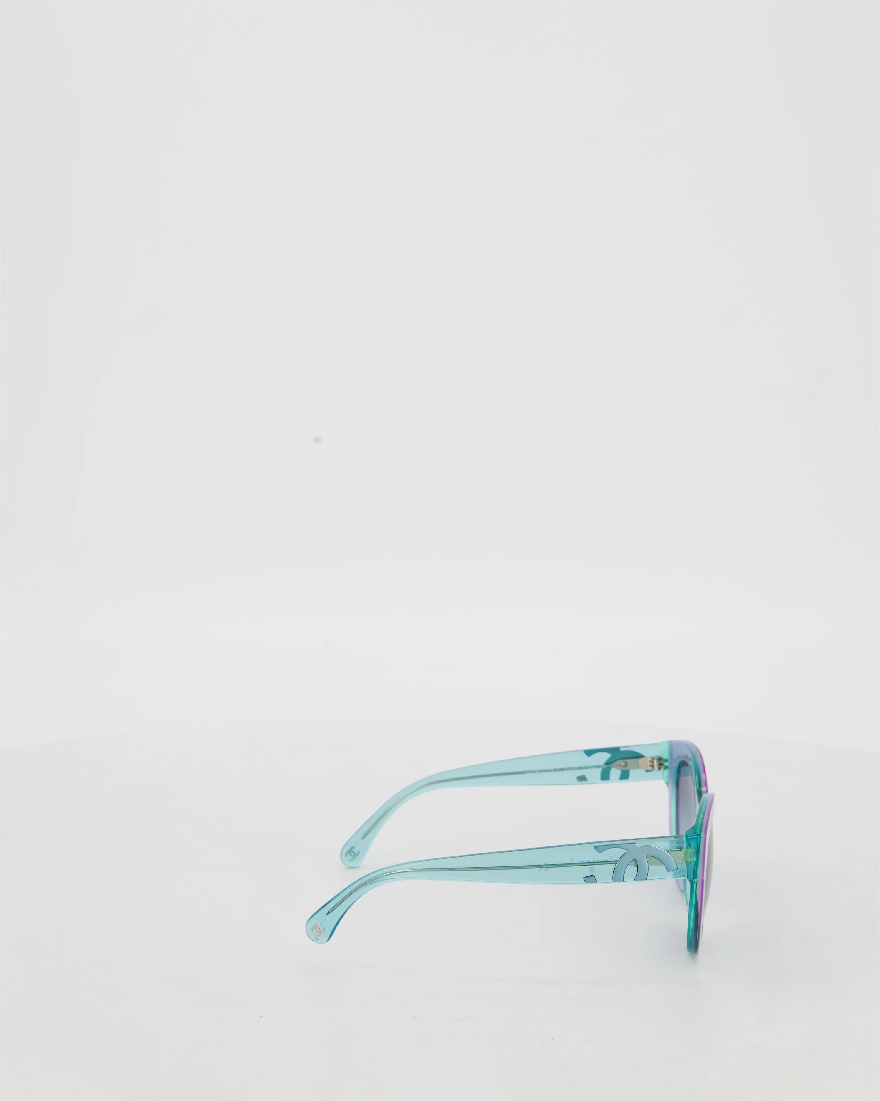 Chanel Green and Purple Ombre CC Sunglasses - Image 3