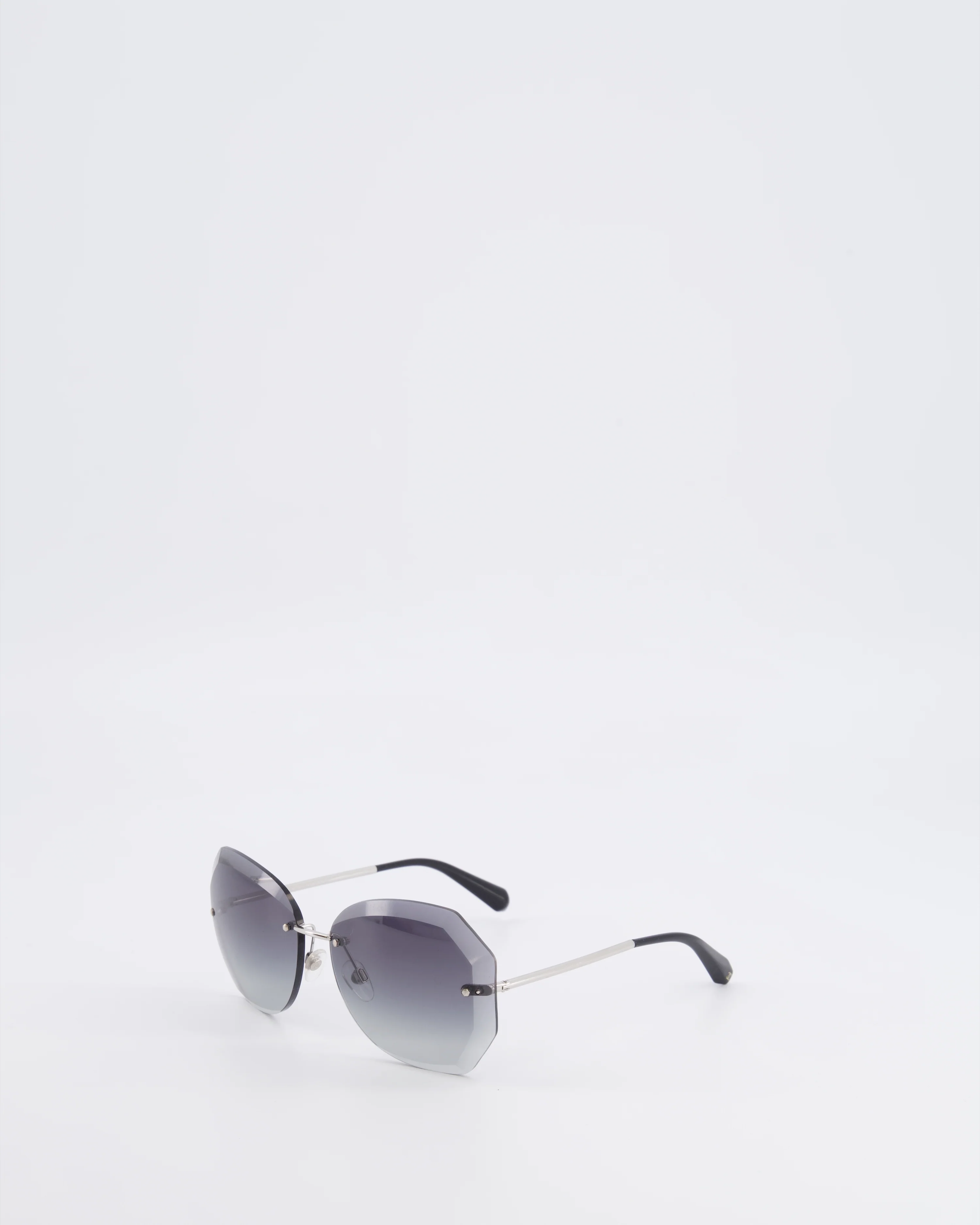 Chanel Grey Rimless Sunglasses with Geometric Gradient Lenses - Image 2