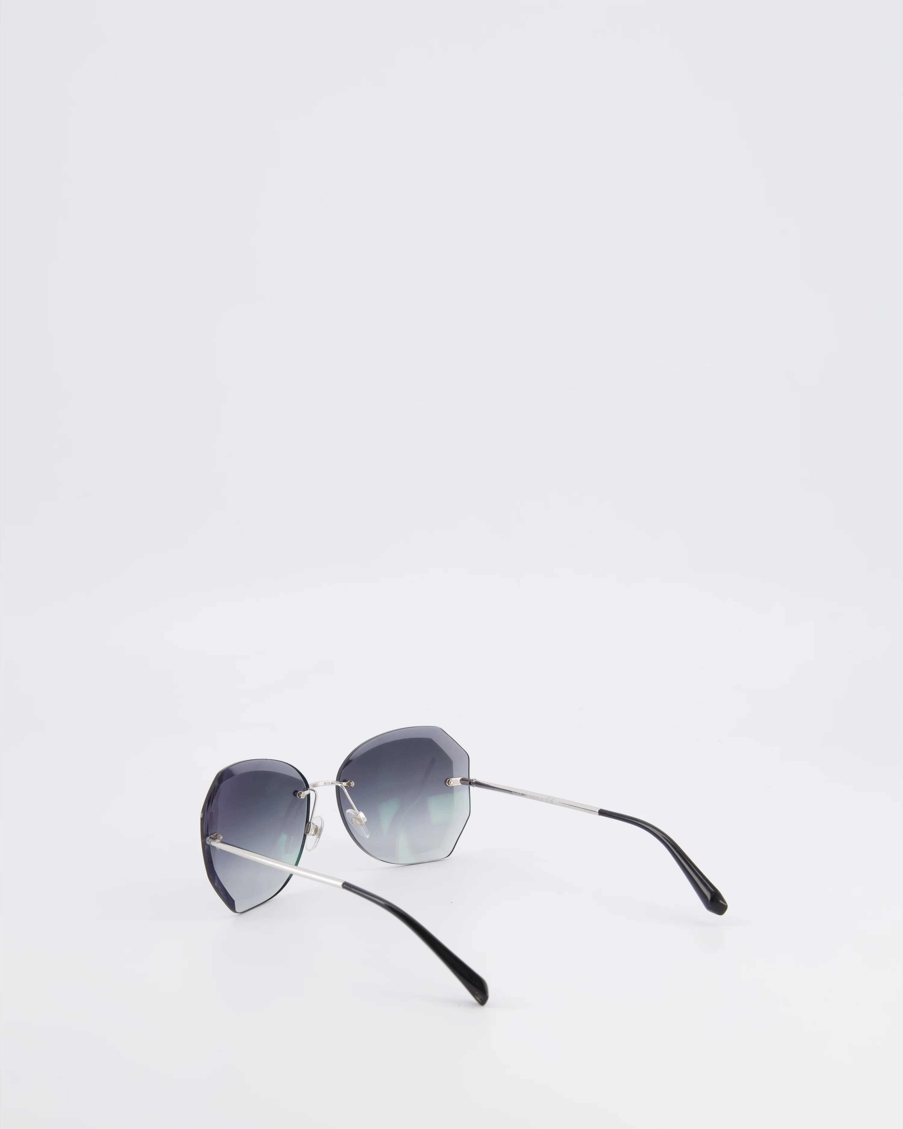 Chanel Grey Rimless Sunglasses with Geometric Gradient Lenses - Image 5