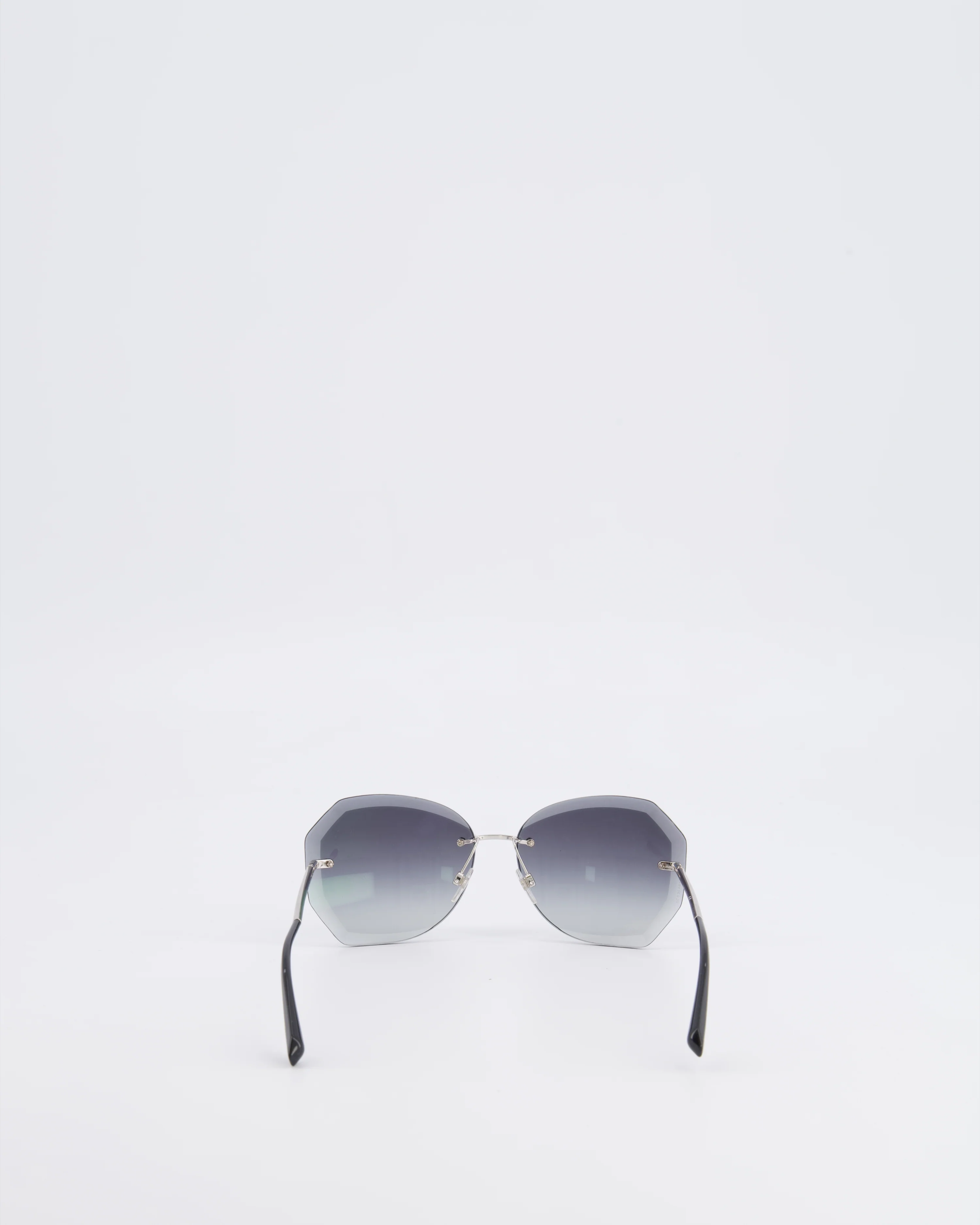 Chanel Grey Rimless Sunglasses with Geometric Gradient Lenses - Image 6
