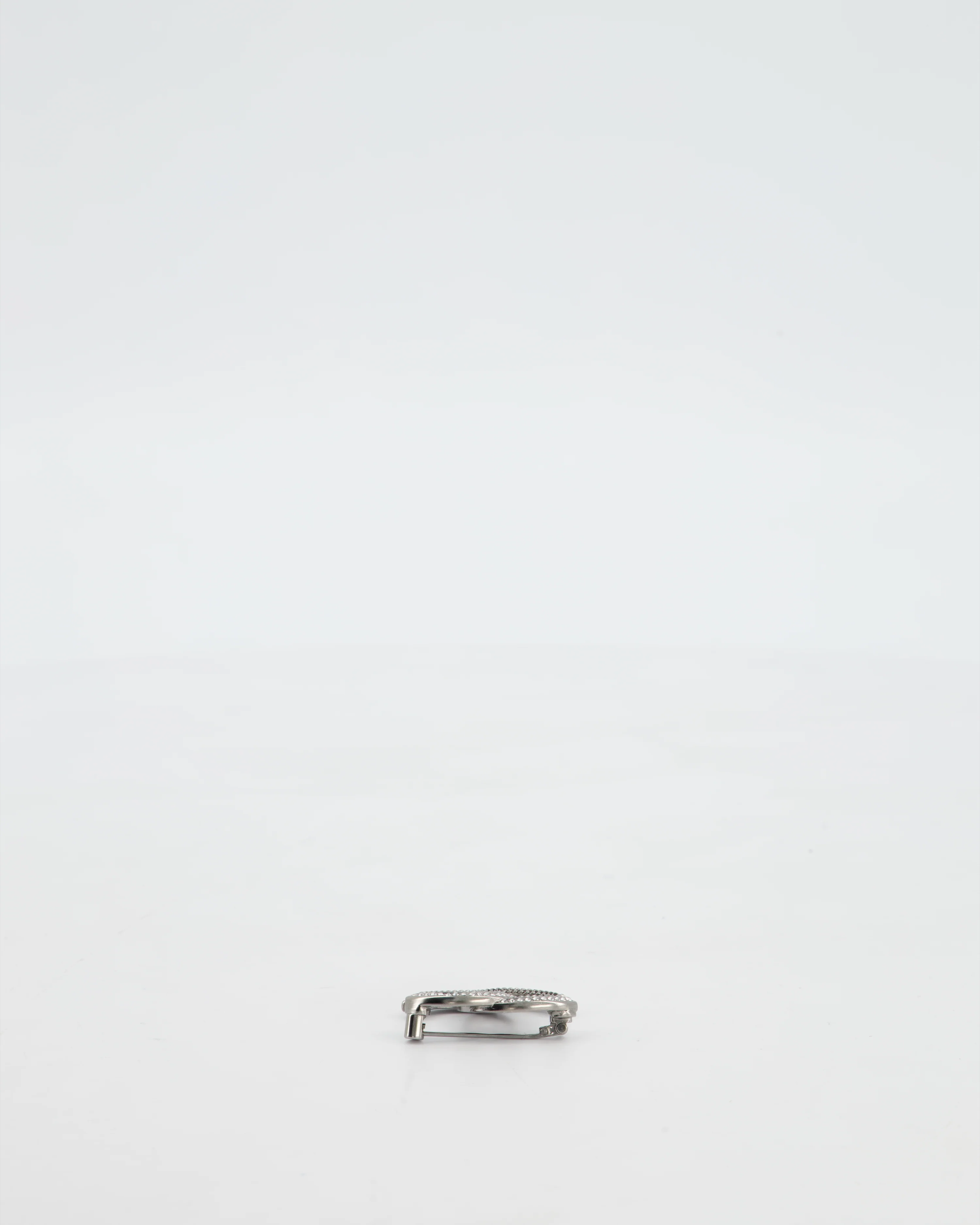 Chanel Gunmetal Silver CC Logo Brooch with Crystal Detail - Image 6