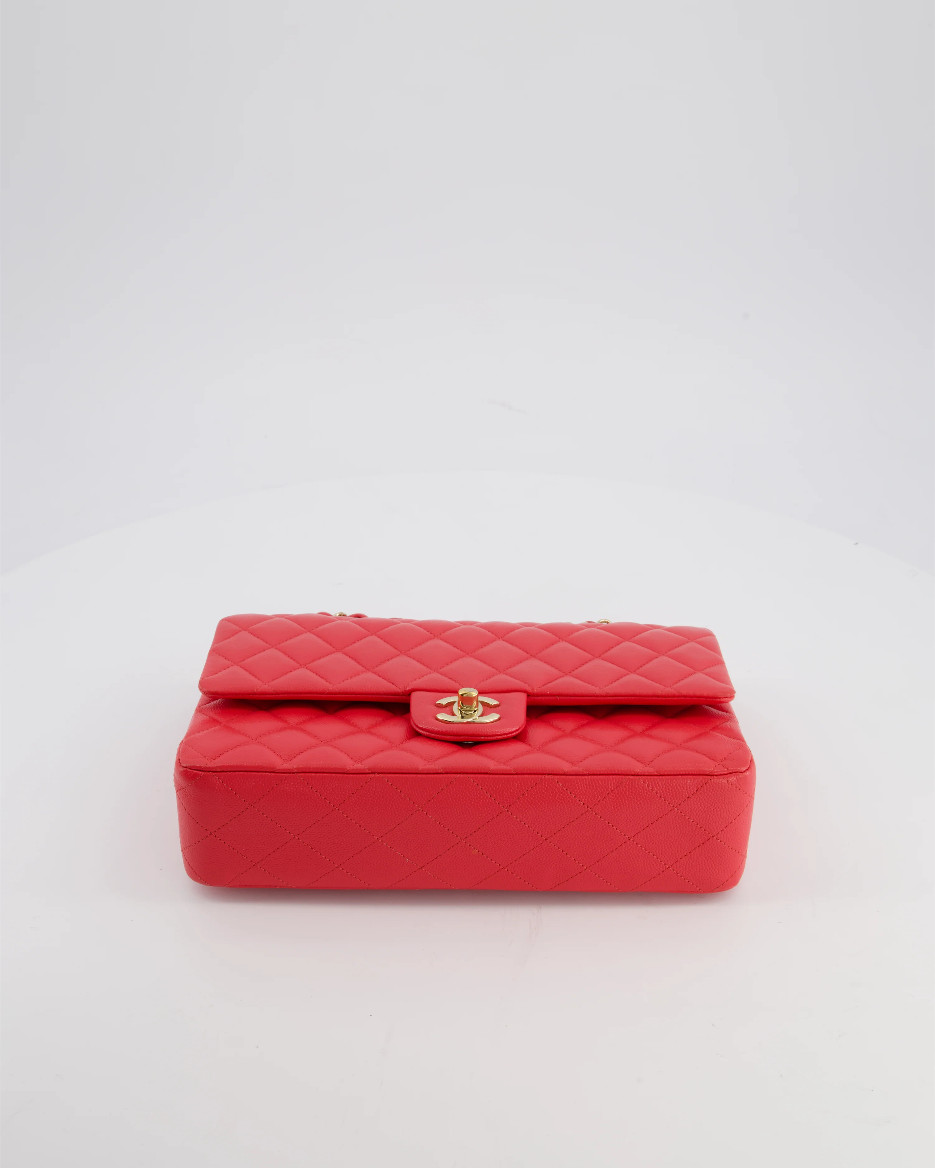 Chanel Iridescent Coral Red Classic Medium Double Flap Bag in Caviar Leather with Champagne Gold Hardware - Image 19