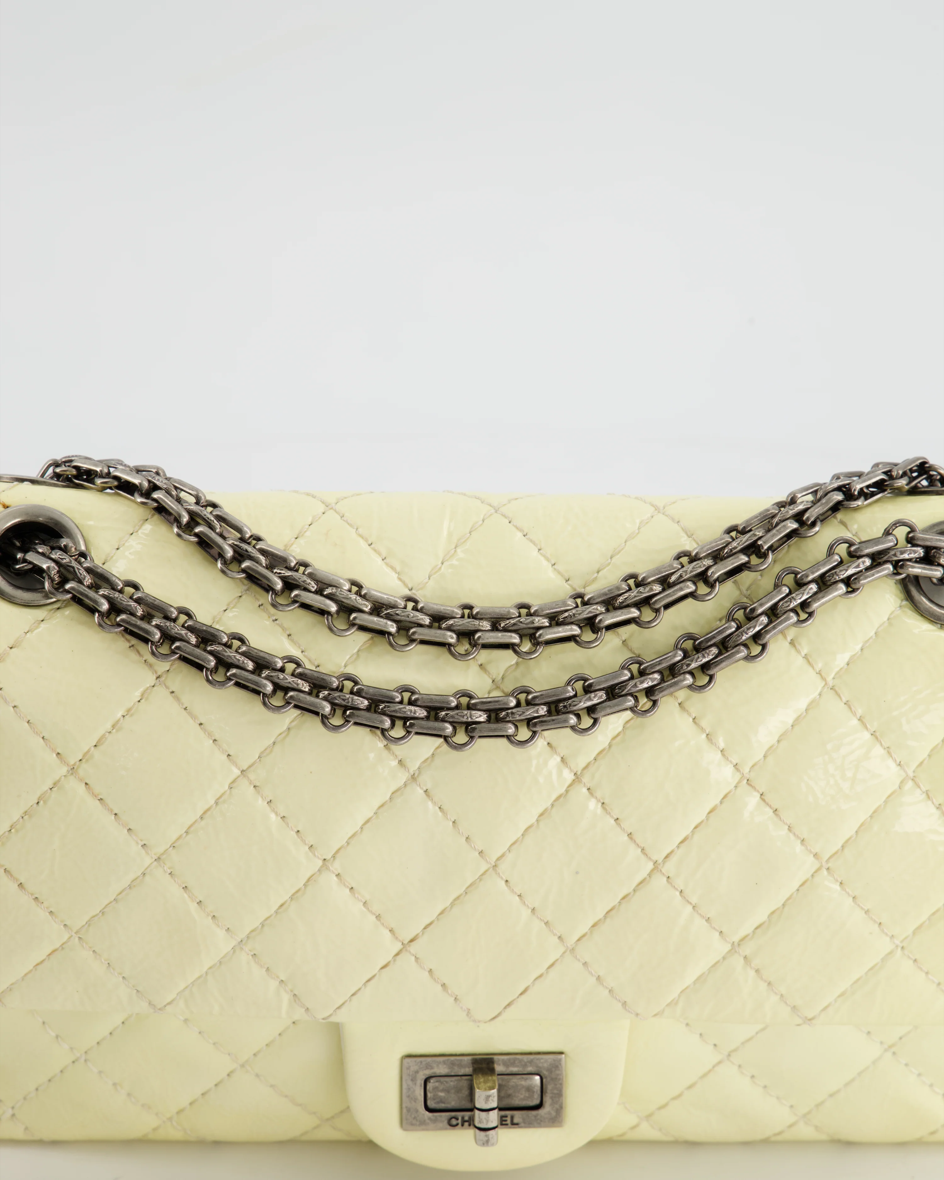 Chanel Lemon Patent Small Reissue Double Flap Bag with Ruthenium Hardware - Image 11