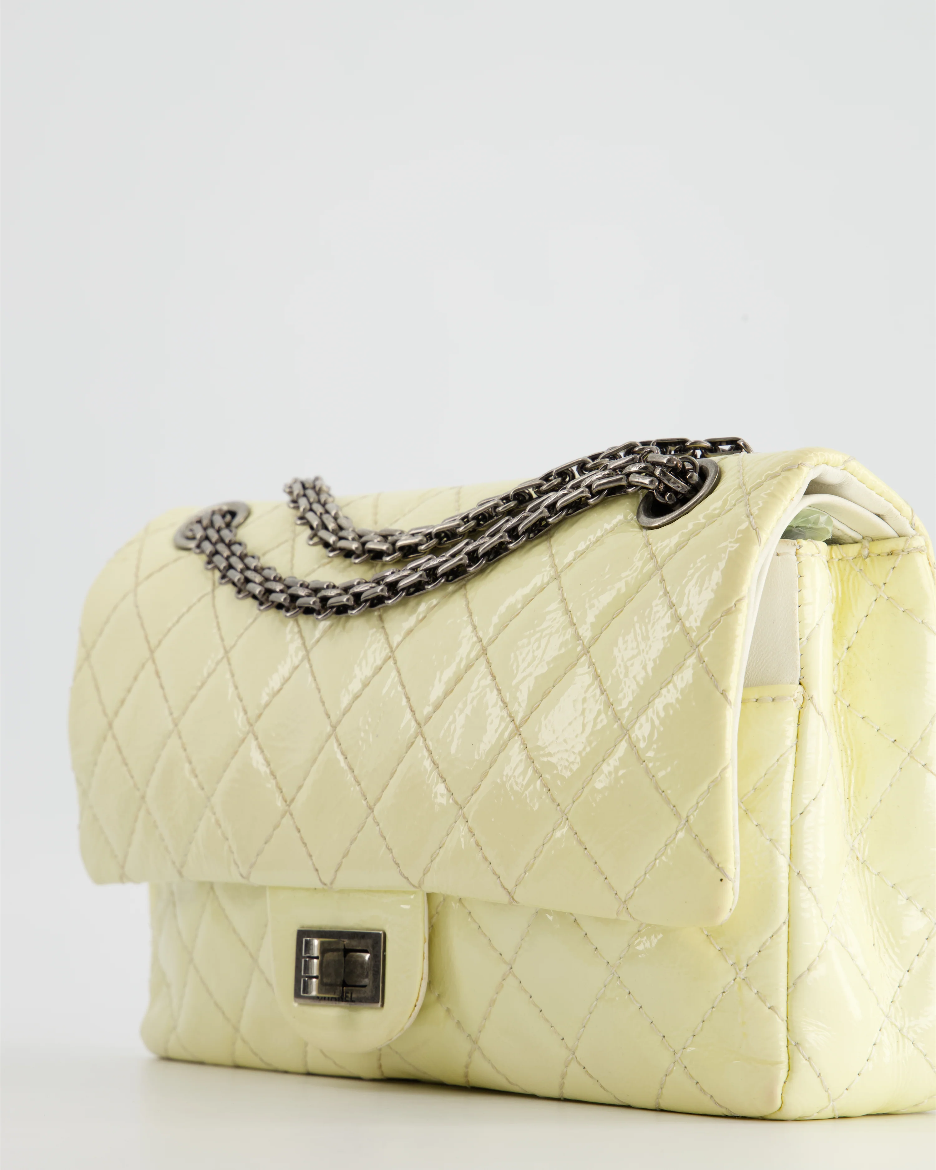 Chanel Lemon Patent Small Reissue Double Flap Bag with Ruthenium Hardware - Image 3