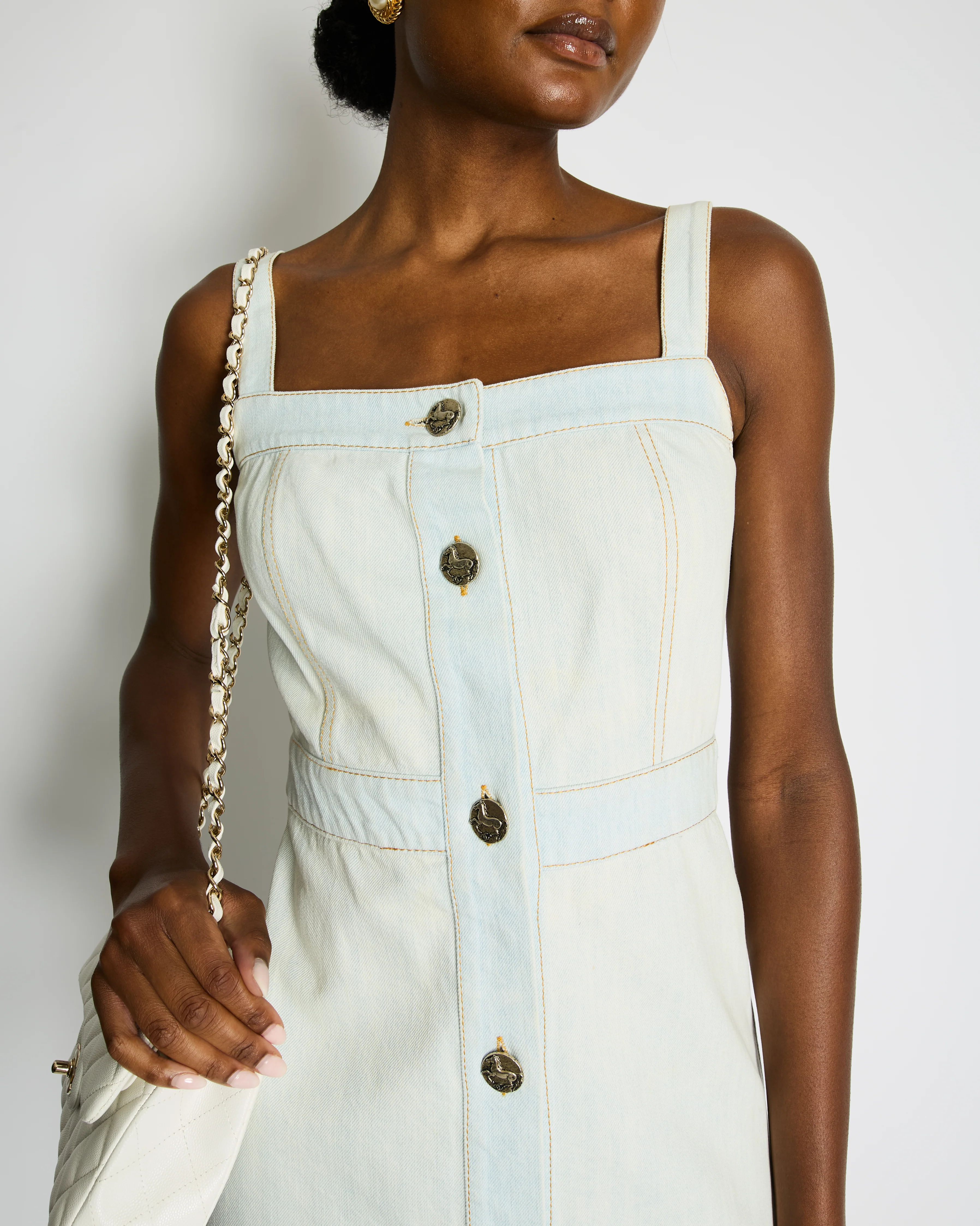 Chanel 18C Light Blue Denim Mini Dress with Button Detail Size FR 38 (UK 10) RRP £2,200 - Image 3
