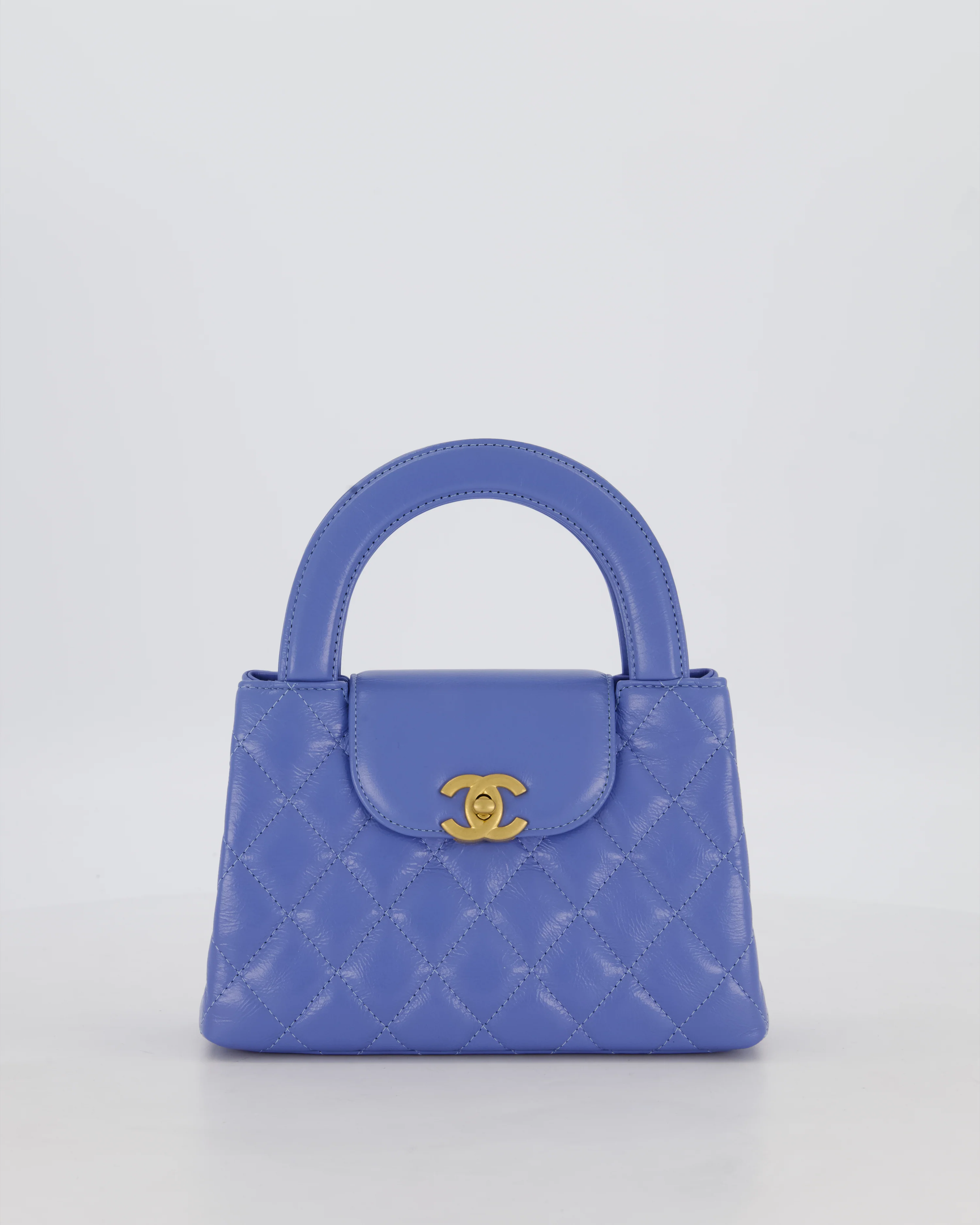 *HOT* Chanel Sky Blue Small Mini Kelly Shopping Bag in Aged Calfskin Leather with Champagne Gold Hardware - Image 2