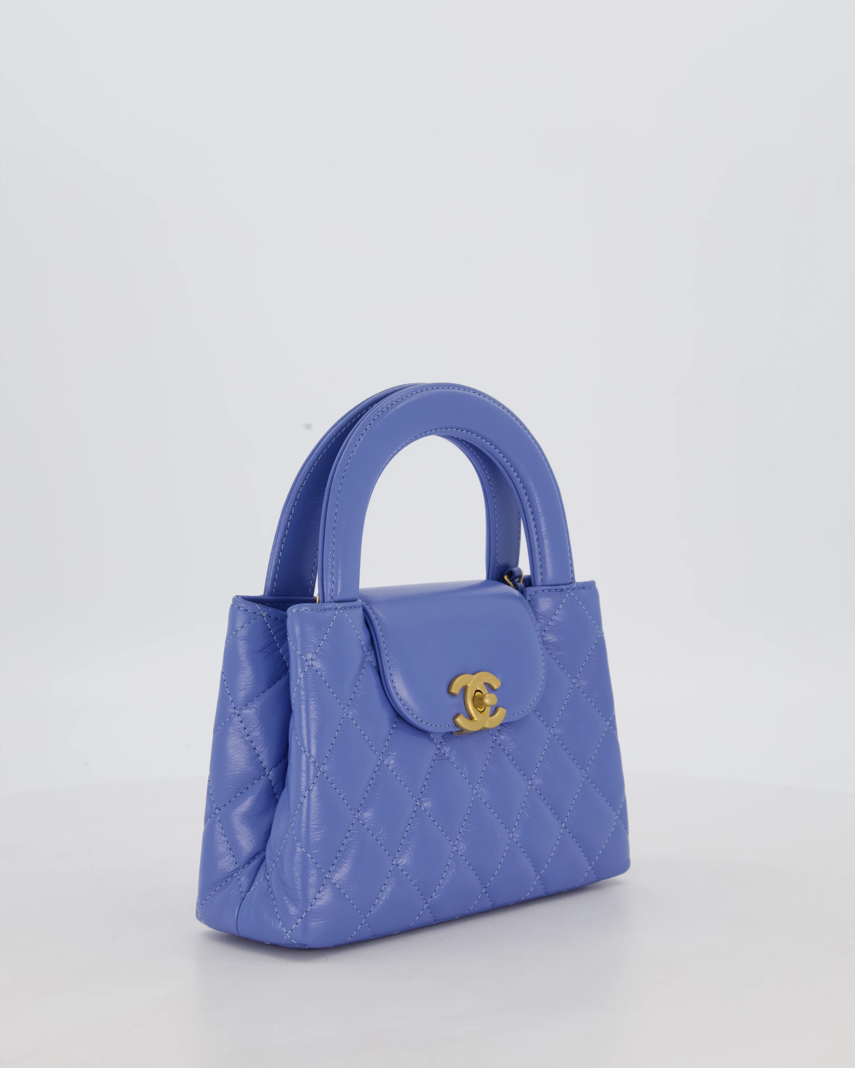 *HOT* Chanel Sky Blue Small Mini Kelly Shopping Bag in Aged Calfskin Leather with Champagne Gold Hardware - Image 3