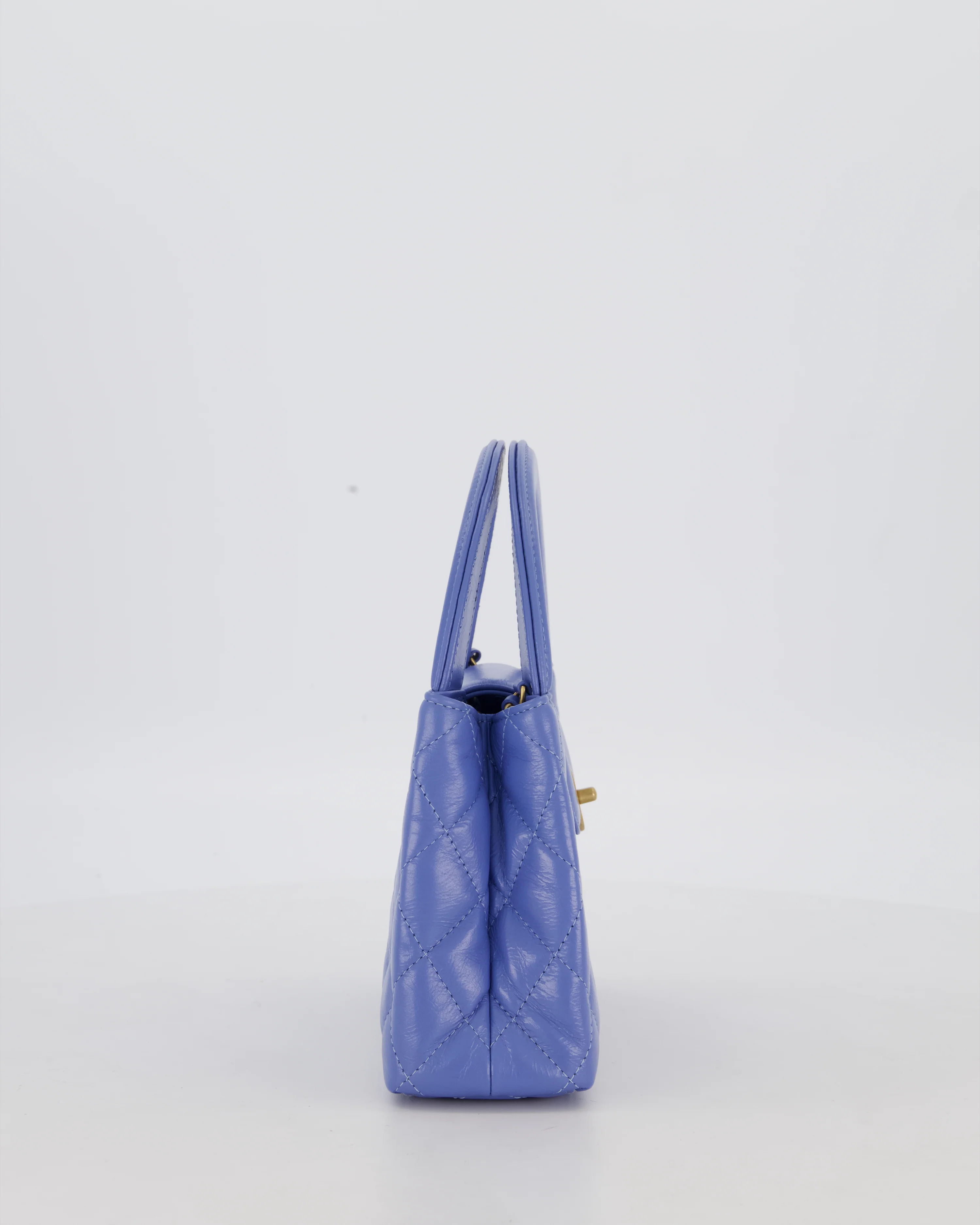 *HOT* Chanel Sky Blue Small Mini Kelly Shopping Bag in Aged Calfskin Leather with Champagne Gold Hardware - Image 4