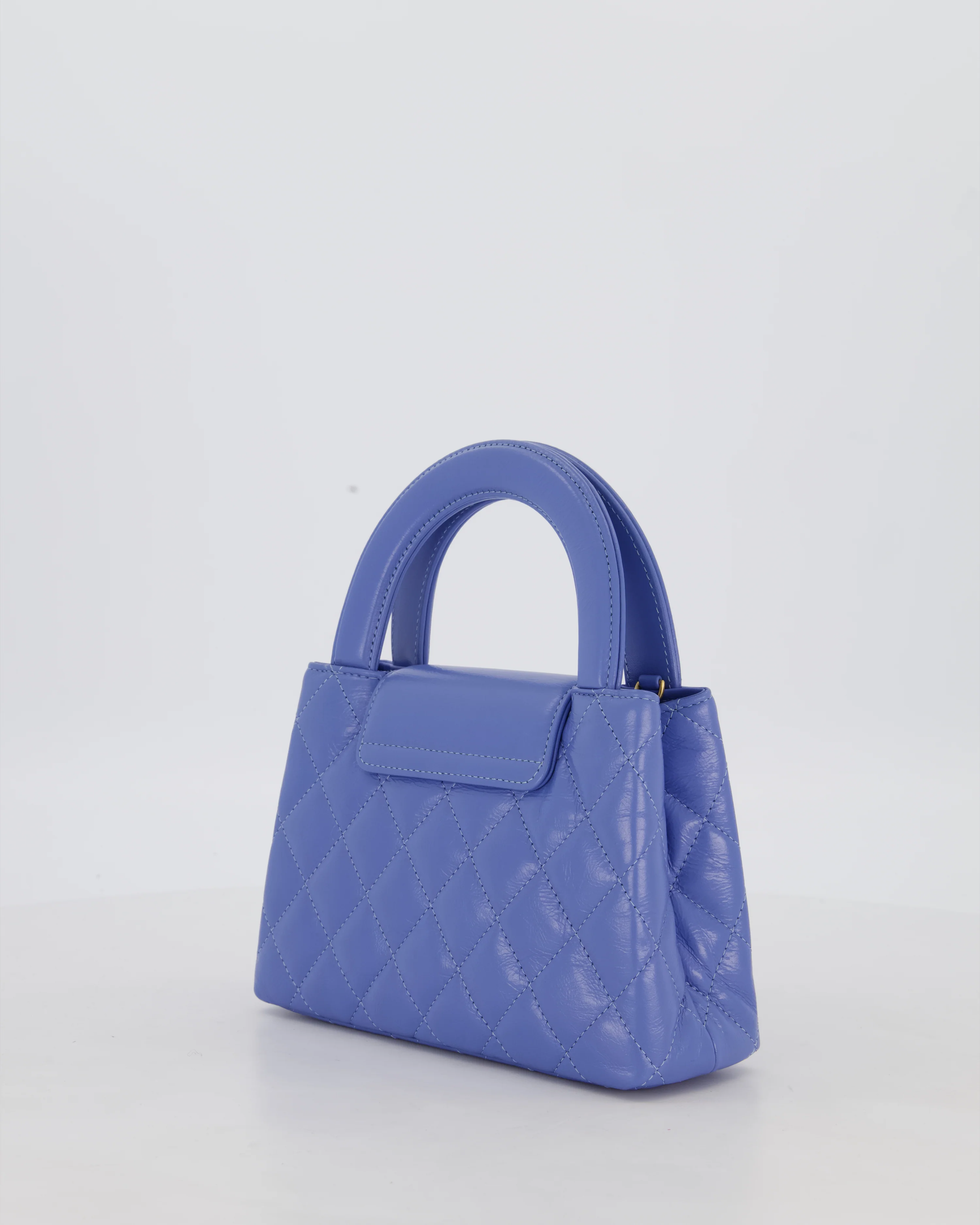 *HOT* Chanel Sky Blue Small Mini Kelly Shopping Bag in Aged Calfskin Leather with Champagne Gold Hardware - Image 5