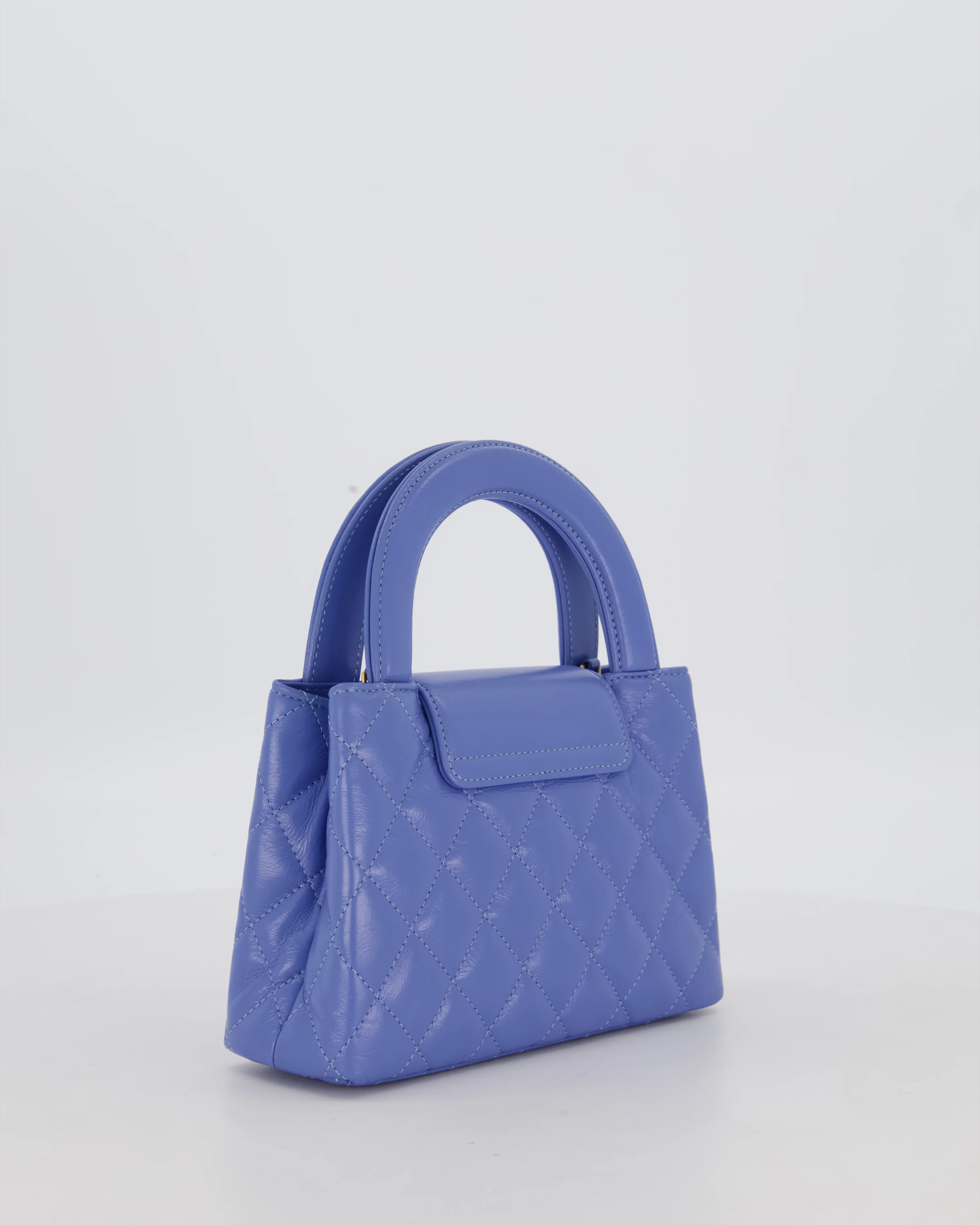 *HOT* Chanel Sky Blue Small Mini Kelly Shopping Bag in Aged Calfskin Leather with Champagne Gold Hardware - Image 7