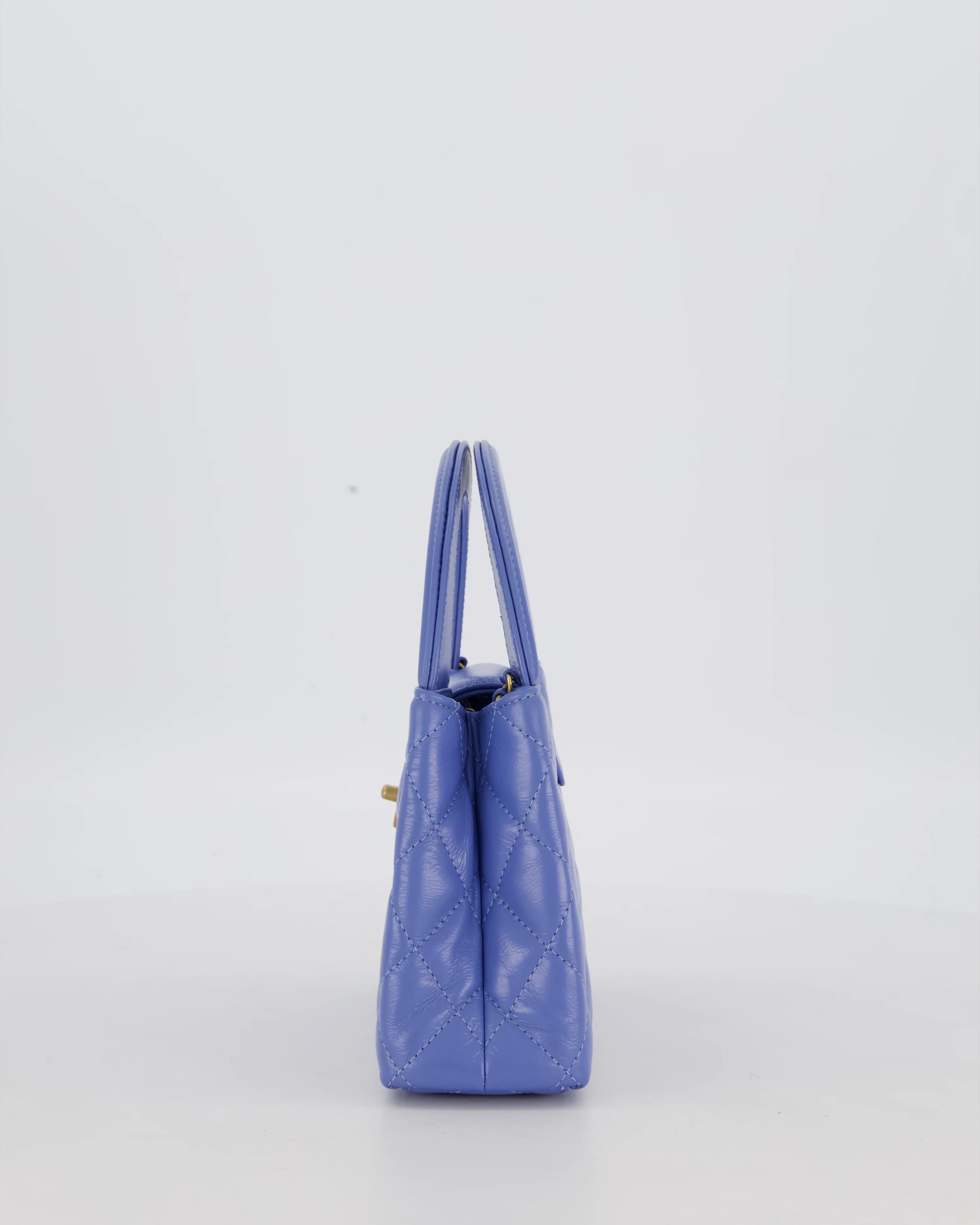 *HOT* Chanel Sky Blue Small Mini Kelly Shopping Bag in Aged Calfskin Leather with Champagne Gold Hardware - Image 8