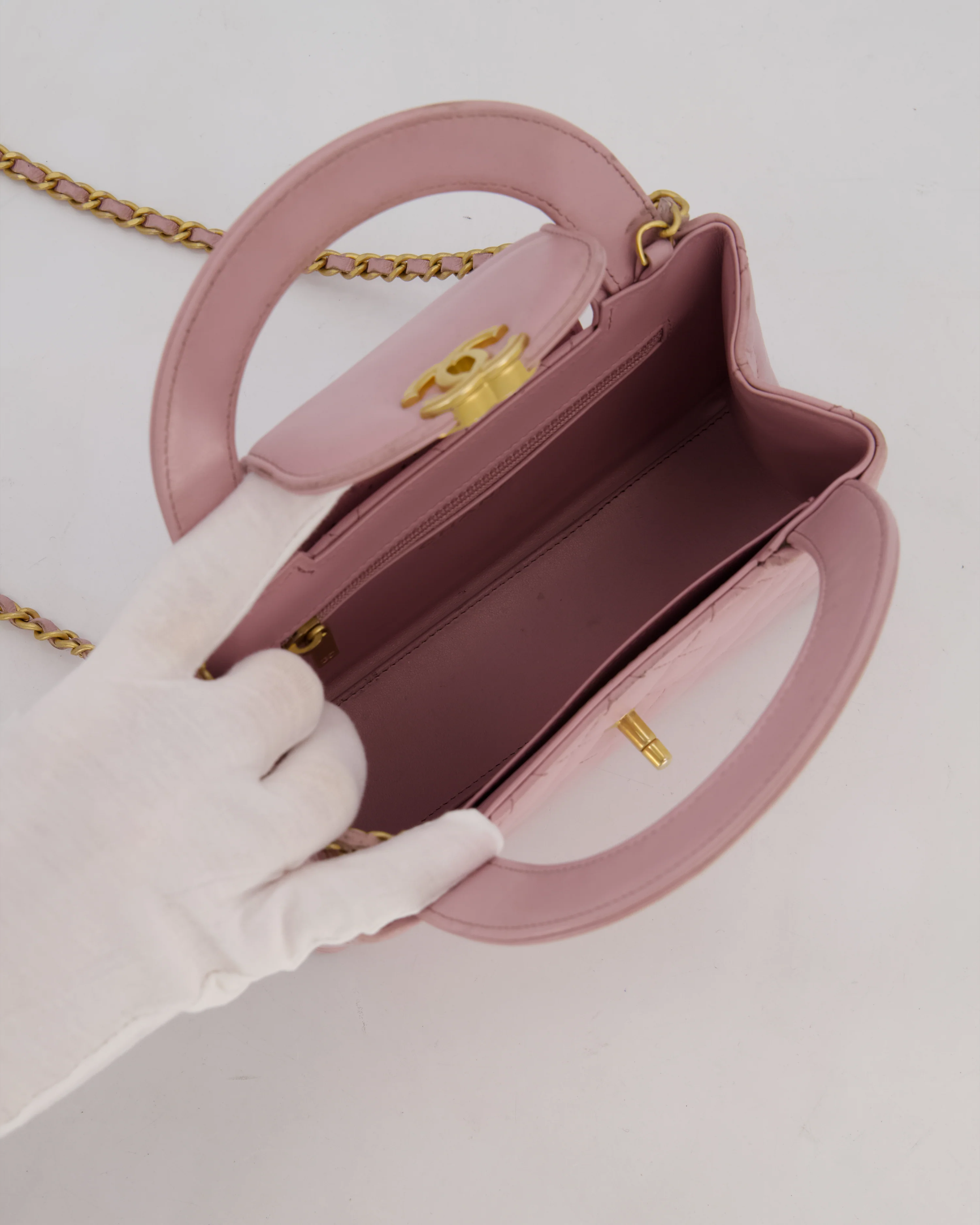 Chanel Lilac Small Mini Kelly Shopping Bag in Aged Calfskin Leather with Brushed Gold Hardware - Image 15