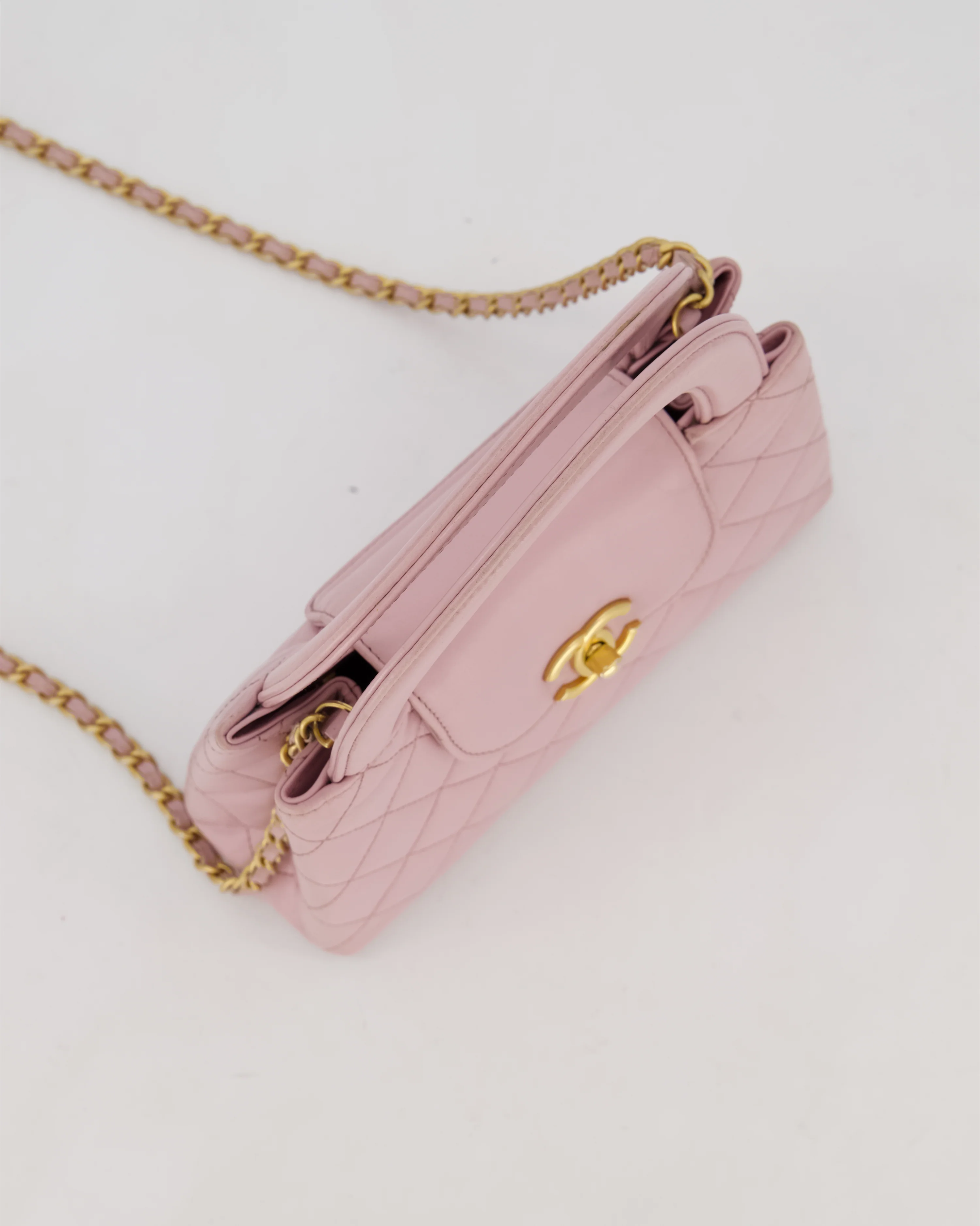 Chanel Lilac Small Mini Kelly Shopping Bag in Aged Calfskin Leather with Brushed Gold Hardware - Image 16