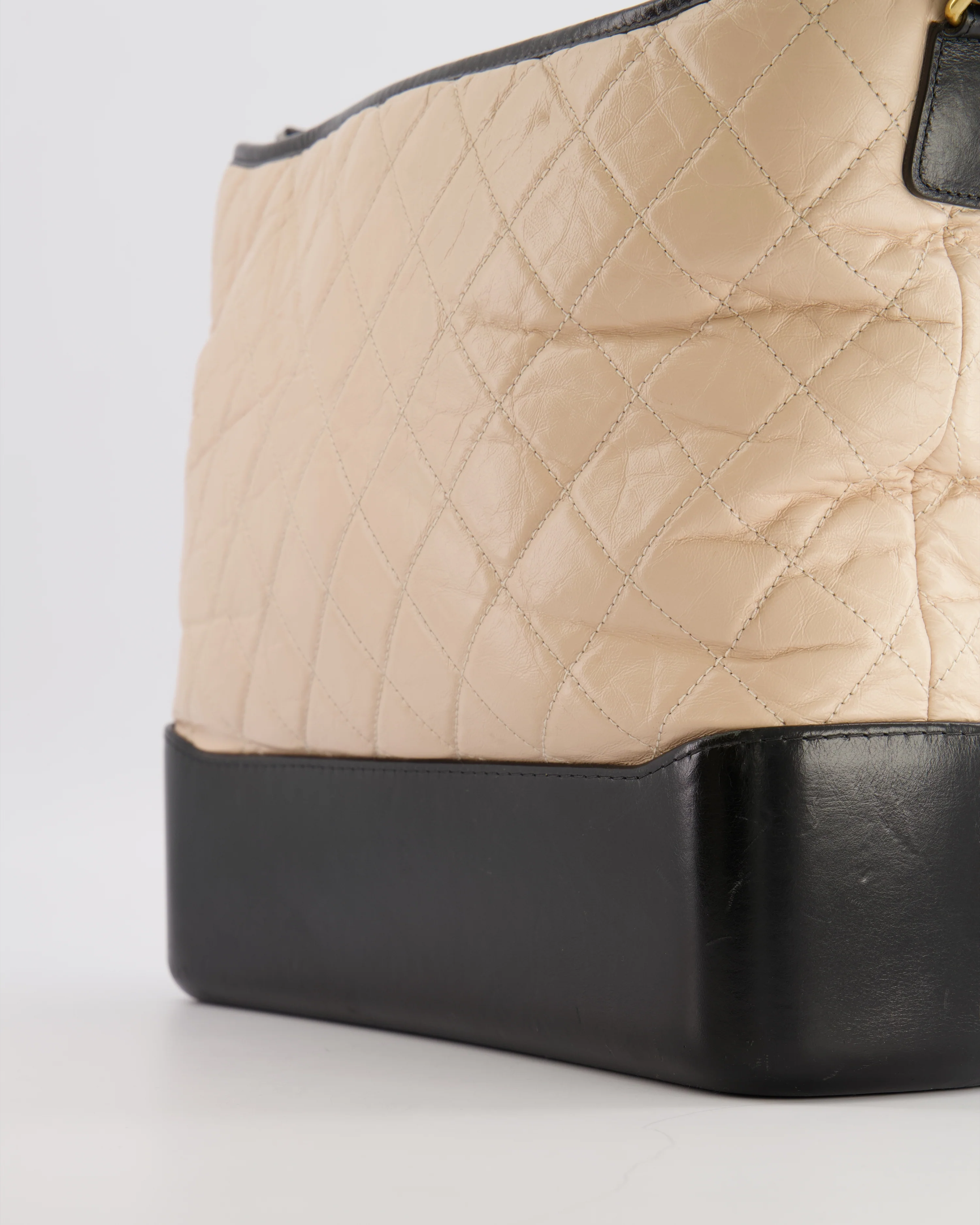 Chanel Large Gabrielle Bag in Beige and Black Crumpled Calfskin Leather with Mixed Hardware - Image 12