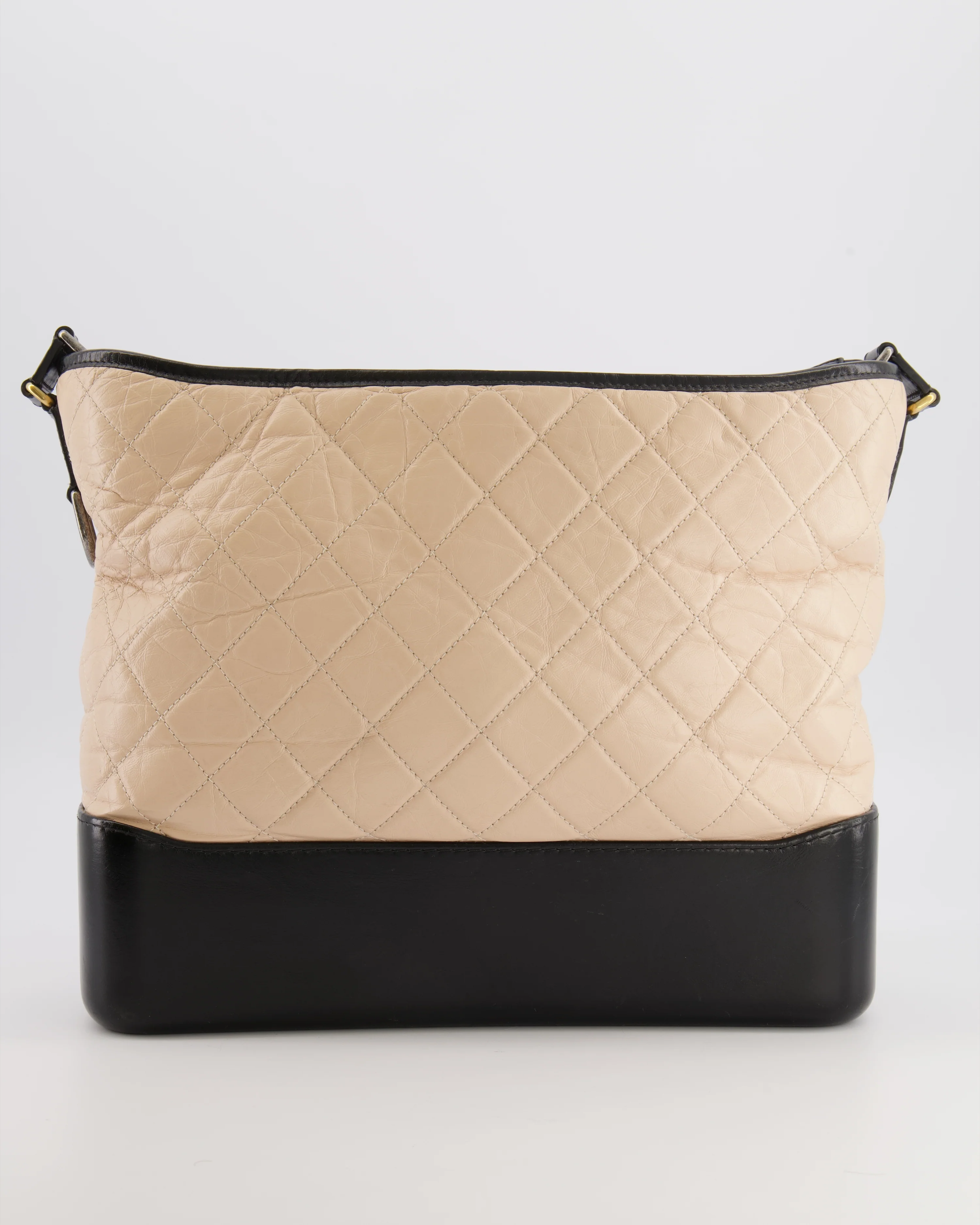 Chanel Large Gabrielle Bag in Beige and Black Crumpled Calfskin Leather with Mixed Hardware - Image 15