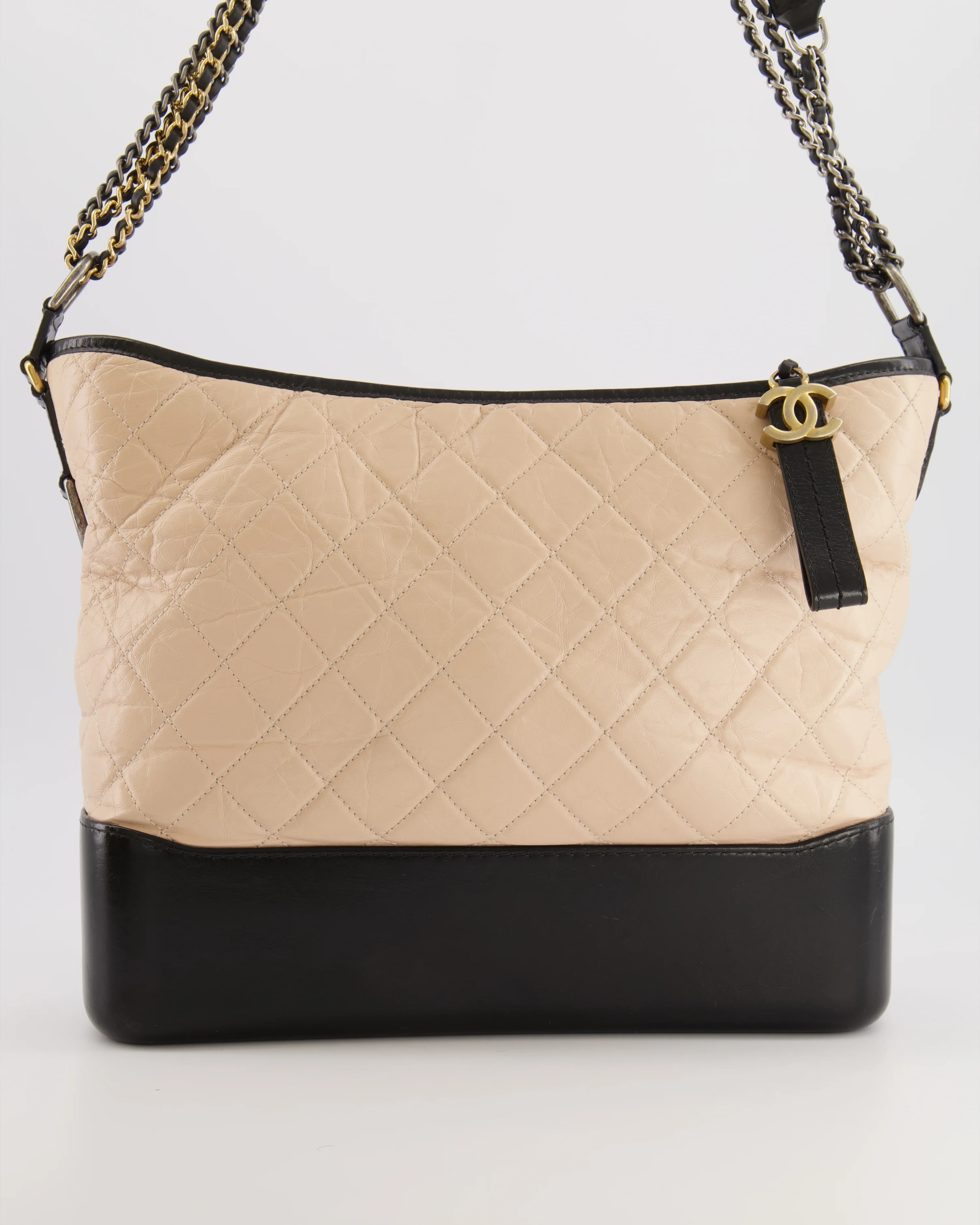 Chanel Large Gabrielle Bag in Beige and Black Crumpled Calfskin Leather with Mixed Hardware - Image 3