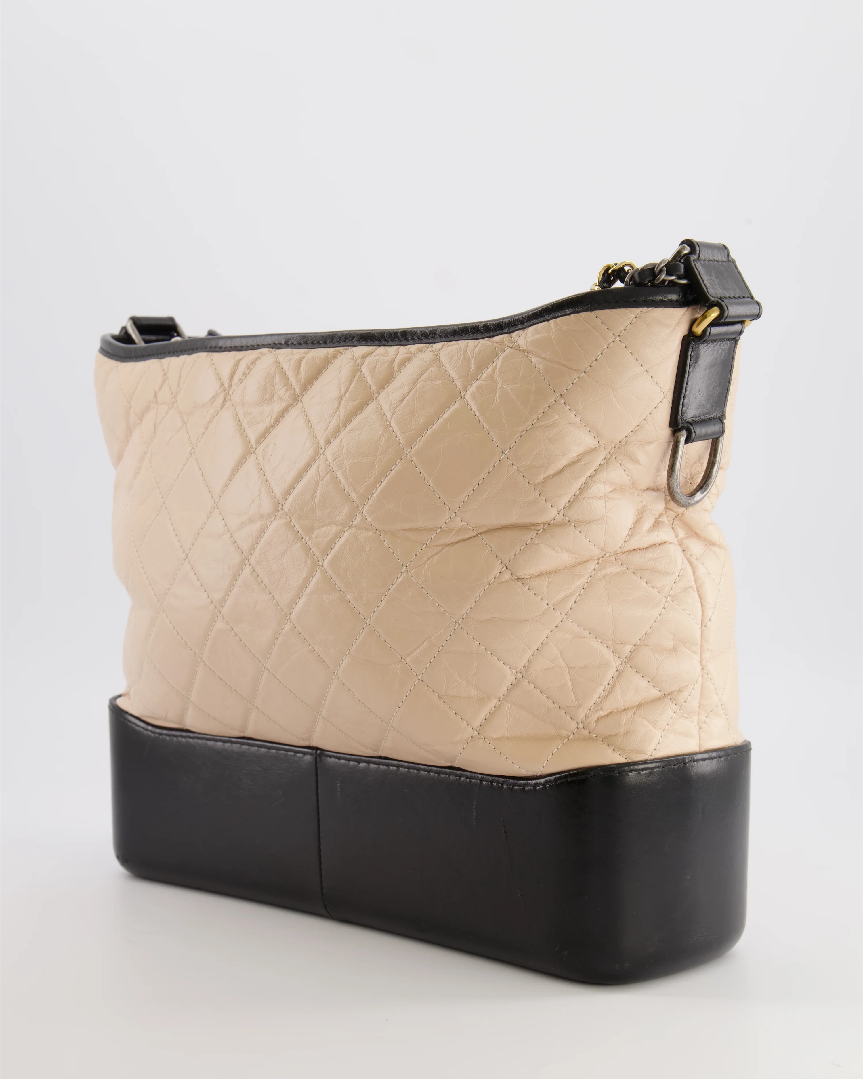 Chanel Large Gabrielle Bag in Beige and Black Crumpled Calfskin Leather with Mixed Hardware - Image 5
