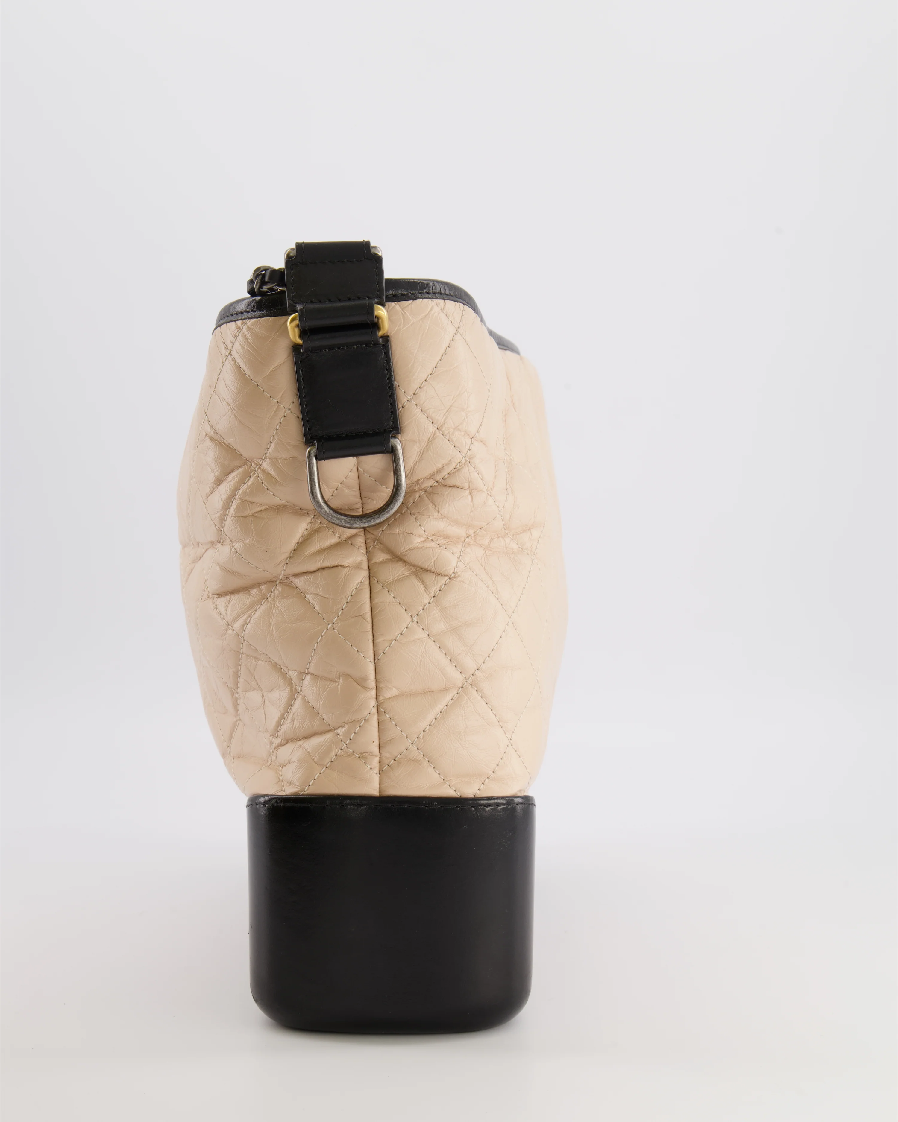 Chanel Large Gabrielle Bag in Beige and Black Crumpled Calfskin Leather with Mixed Hardware - Image 6