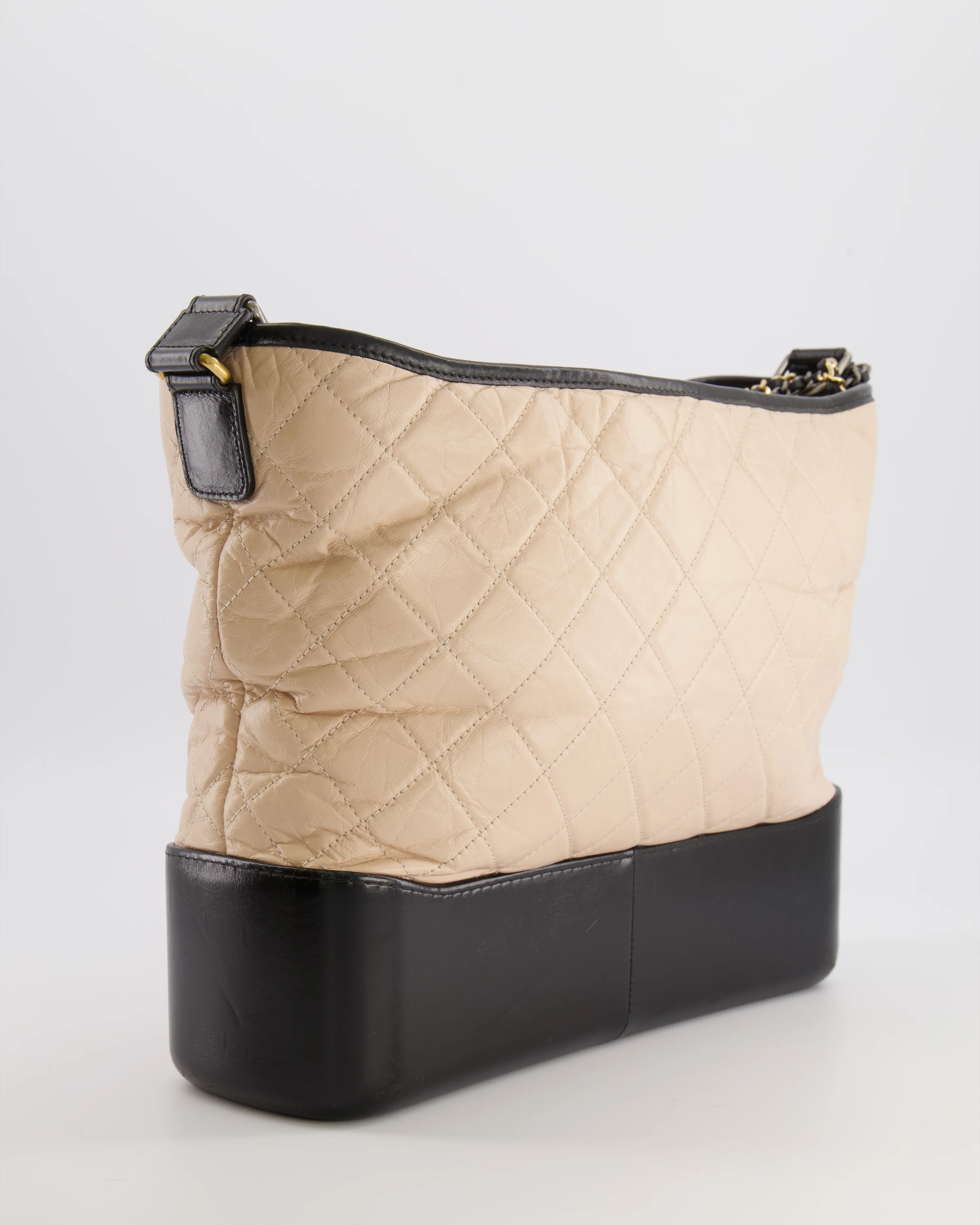 Chanel Large Gabrielle Bag in Beige and Black Crumpled Calfskin Leather with Mixed Hardware - Image 8
