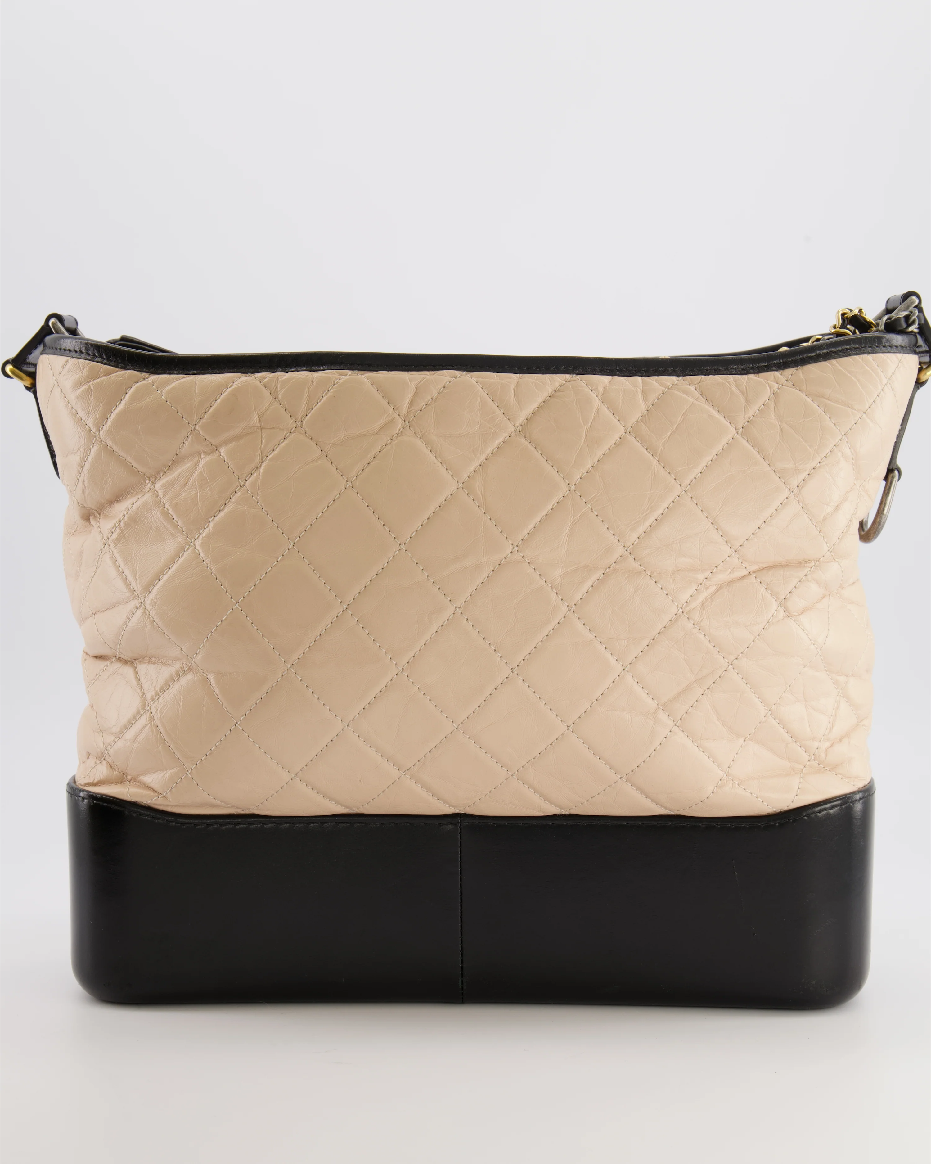 Chanel Large Gabrielle Bag in Beige and Black Crumpled Calfskin Leather with Mixed Hardware - Image 9