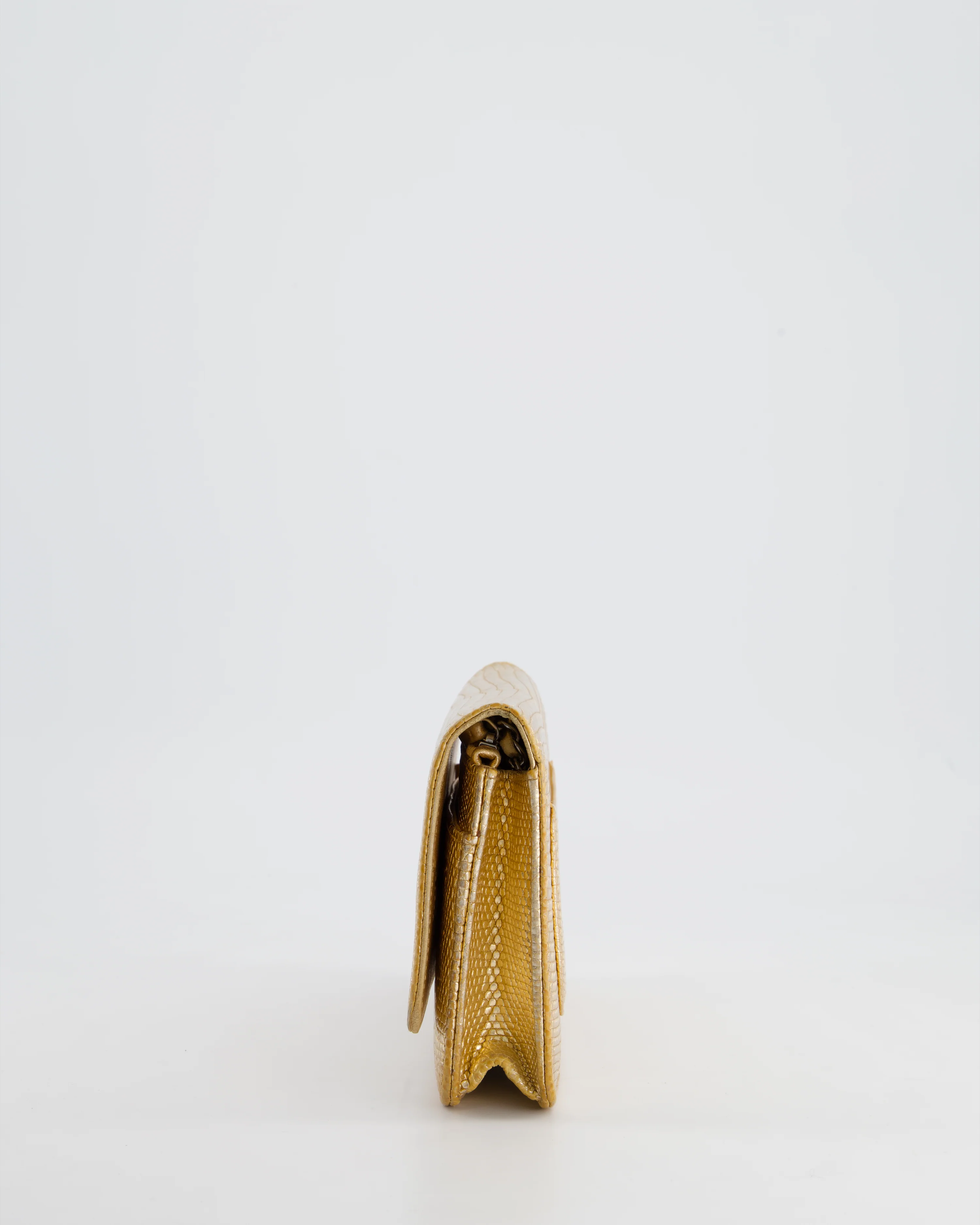 Chanel Metallic Gold Ombre Lizard Wallet on Chain Bag with Gun Metal Hardware - Image 6