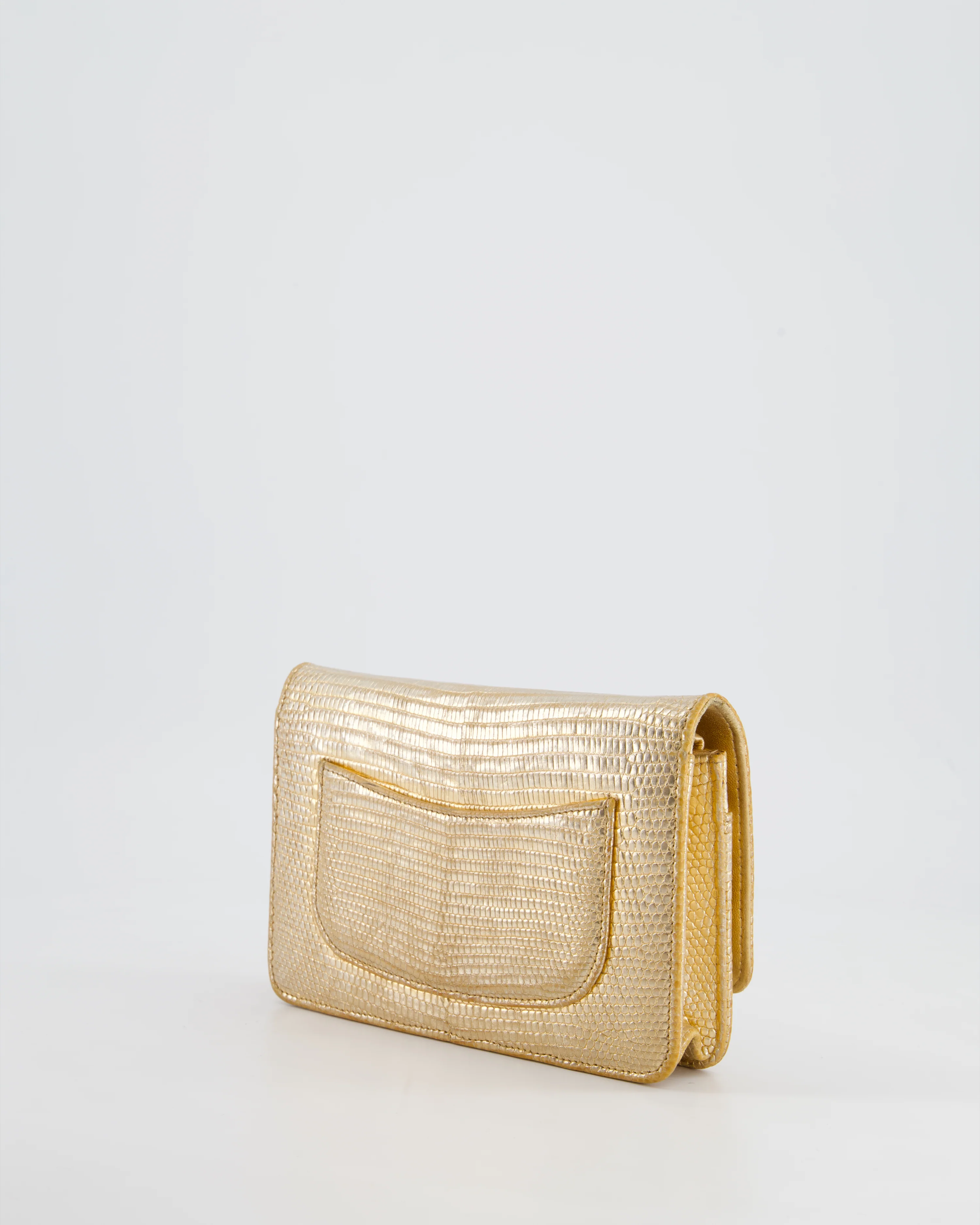 Chanel Metallic Gold Ombre Lizard Wallet on Chain Bag with Gun Metal Hardware - Image 8