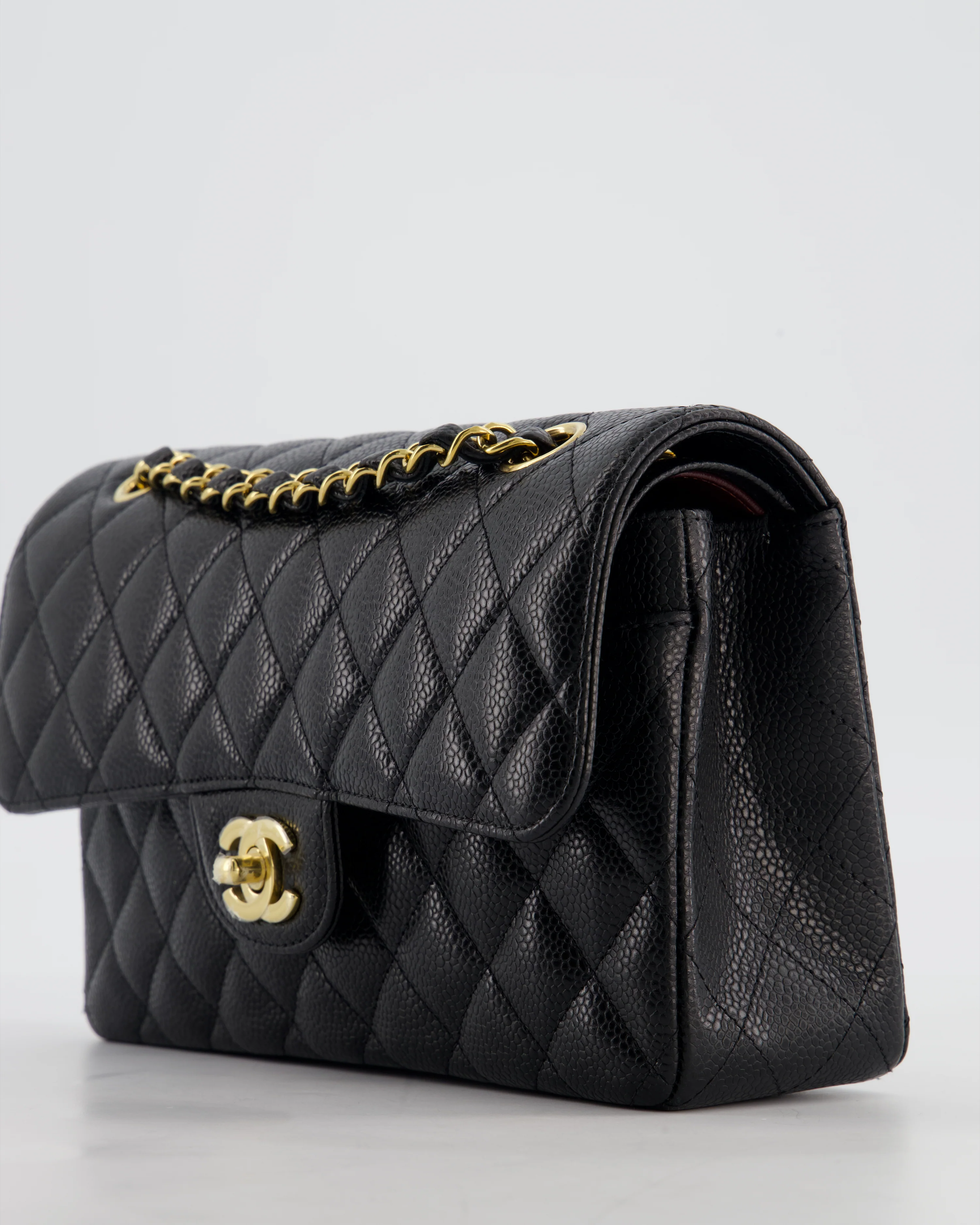 Chanel Black Small Classic Double Flap Bag in Caviar Leather with Gold Hardware - Image 16