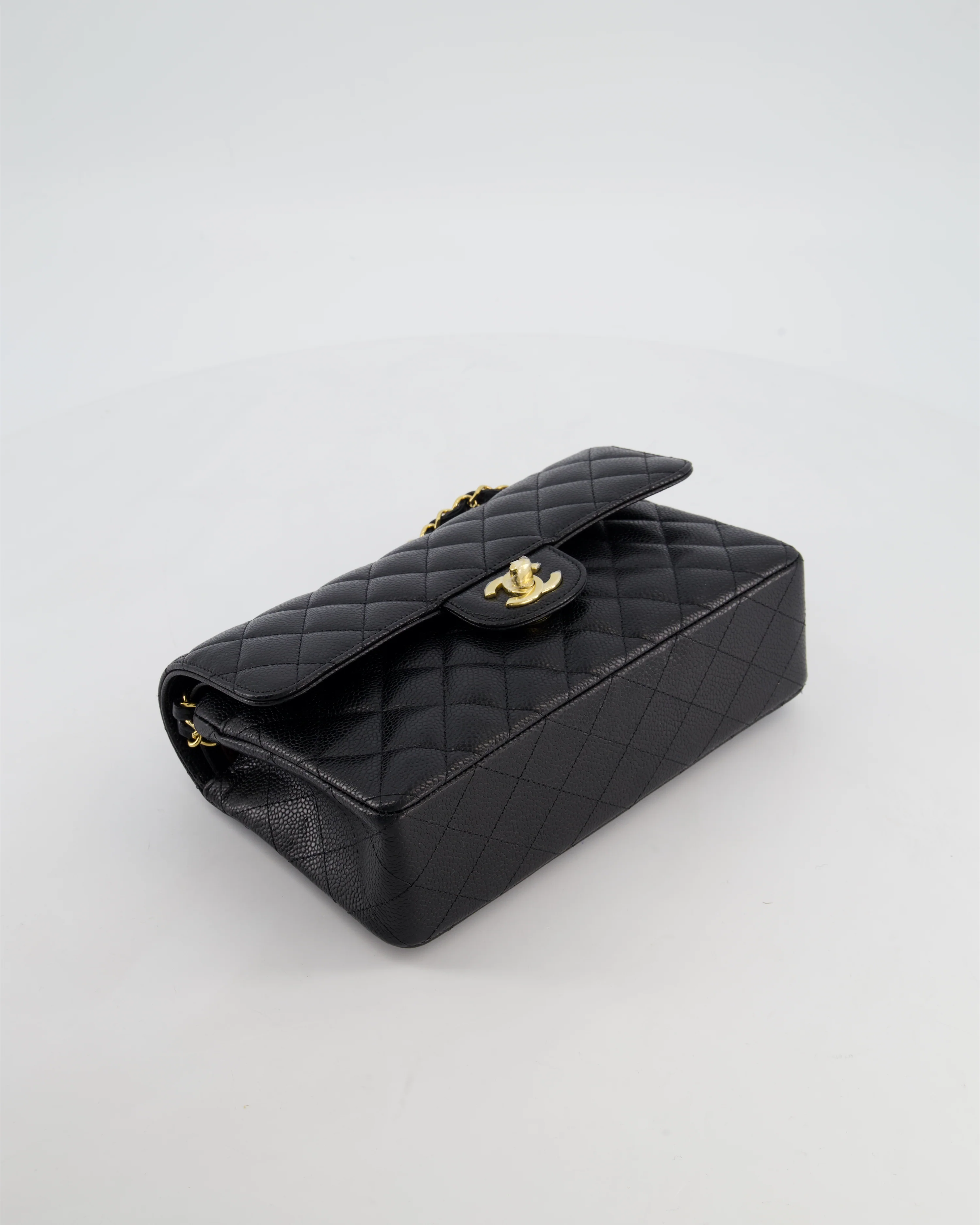 Chanel Black Small Classic Double Flap Bag in Caviar Leather with Gold Hardware - Image 21