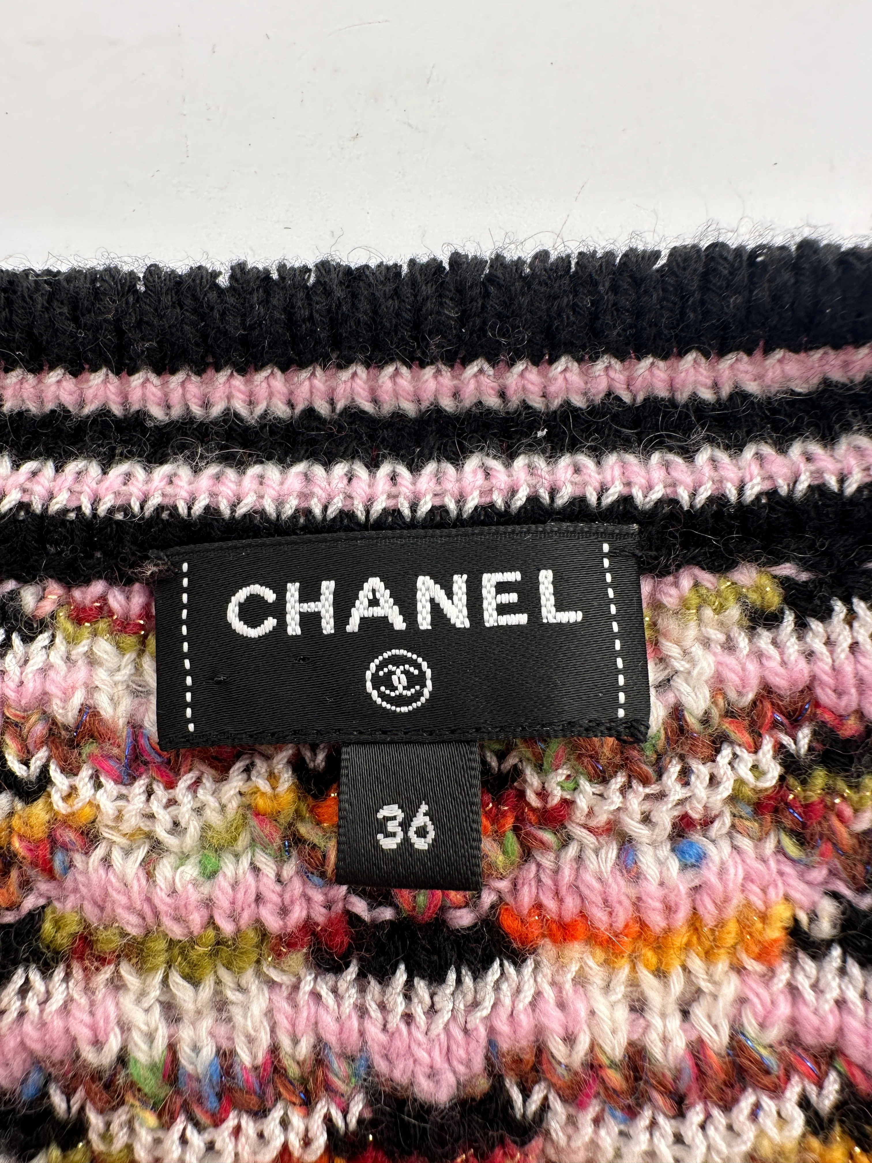 Chanel Multi-Colour Long Sleeve Cashmere Blend Knit Cardigan with Silver CC Logo Buttons Size FR 36 (UK 8) - Image 12