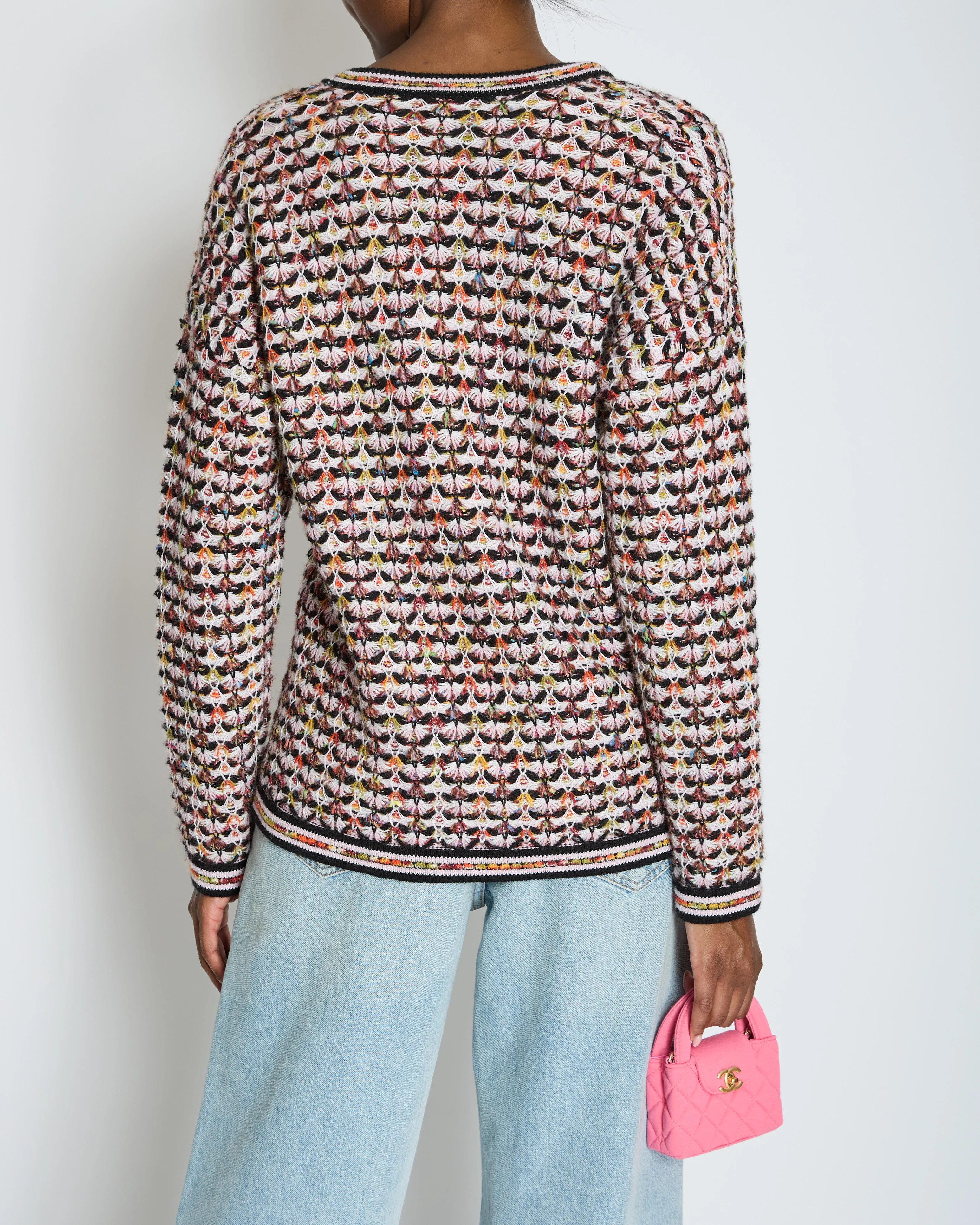 Chanel Multi-Colour Long Sleeve Cashmere Blend Knit Cardigan with Silver CC Logo Buttons Size FR 36 (UK 8) - Image 3