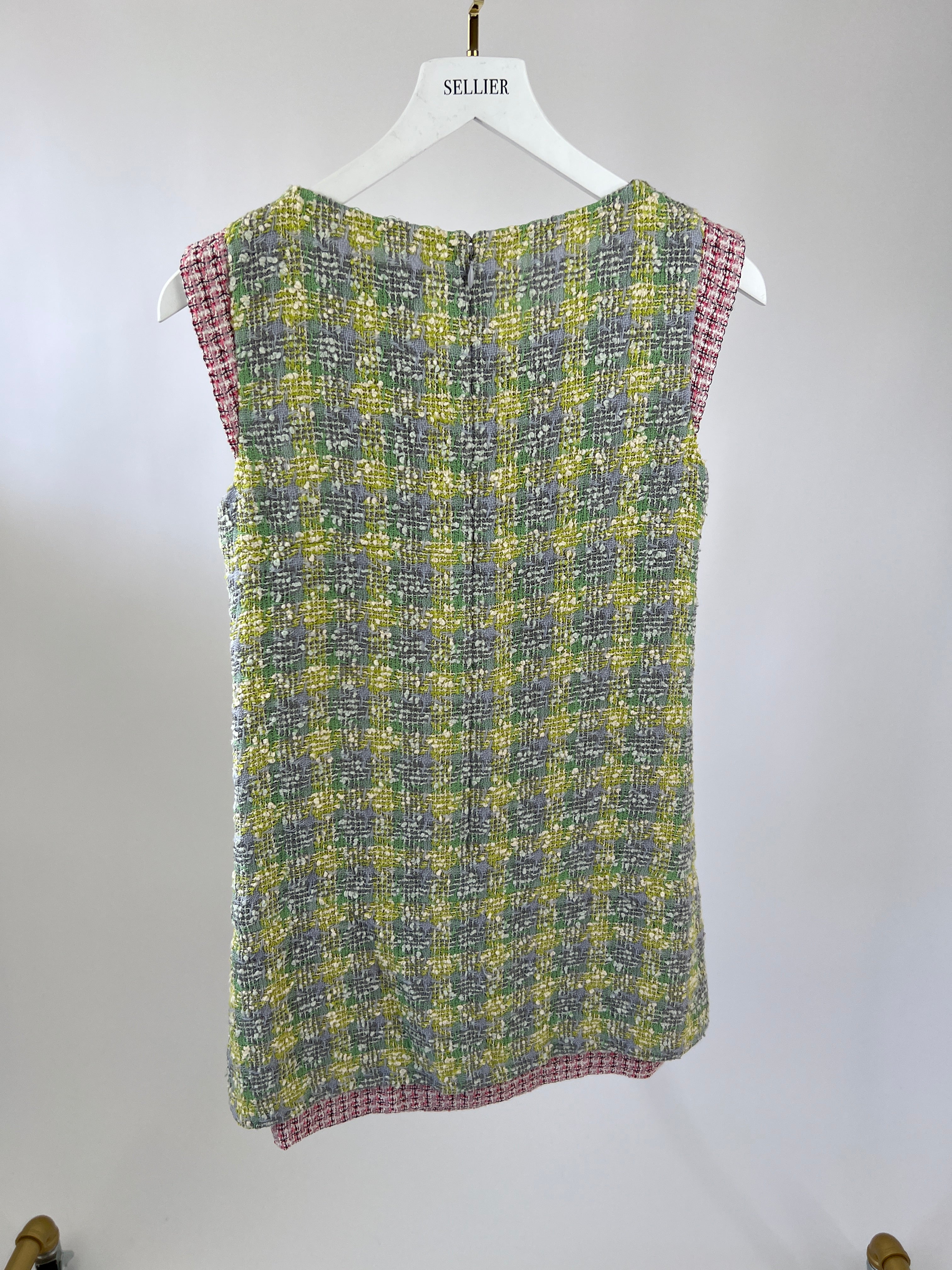 Chanel Yellow, Green Pink Boucle Tweed Shift Dress FR 36 (UK 8) - Image 12