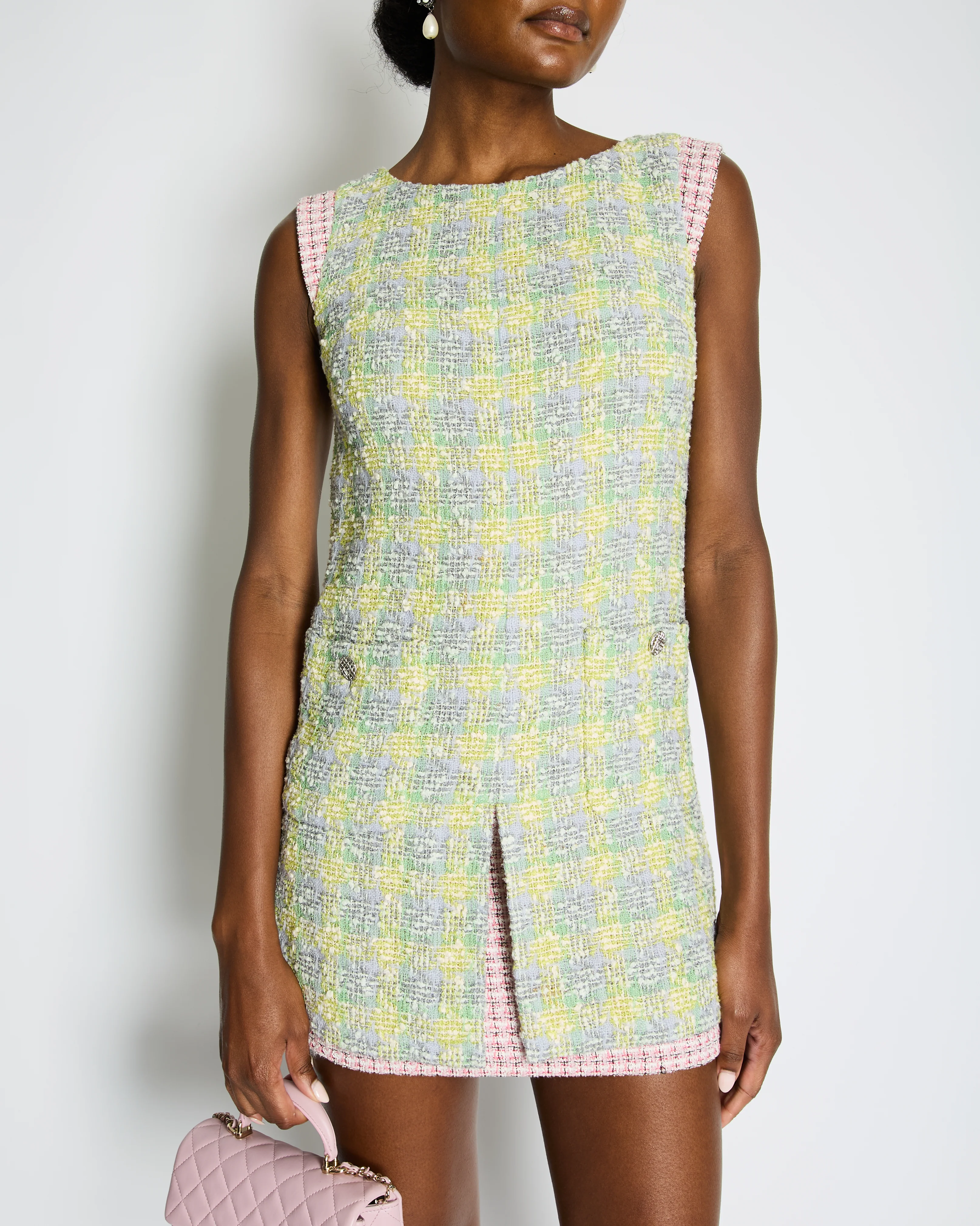 Chanel Yellow, Green Pink Boucle Tweed Shift Dress FR 36 (UK 8) - Image 3